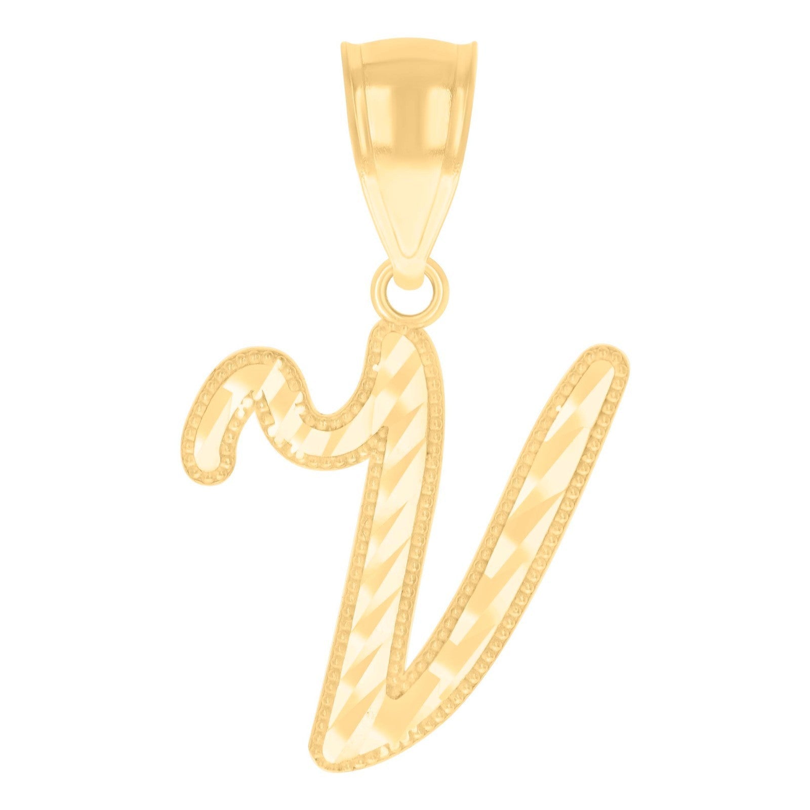 10k Yellow Gold Initial Letter "V" Pendant 0.8g Script Alphabet Unisex Charm - Elite Jewelers - Charms & Pendants