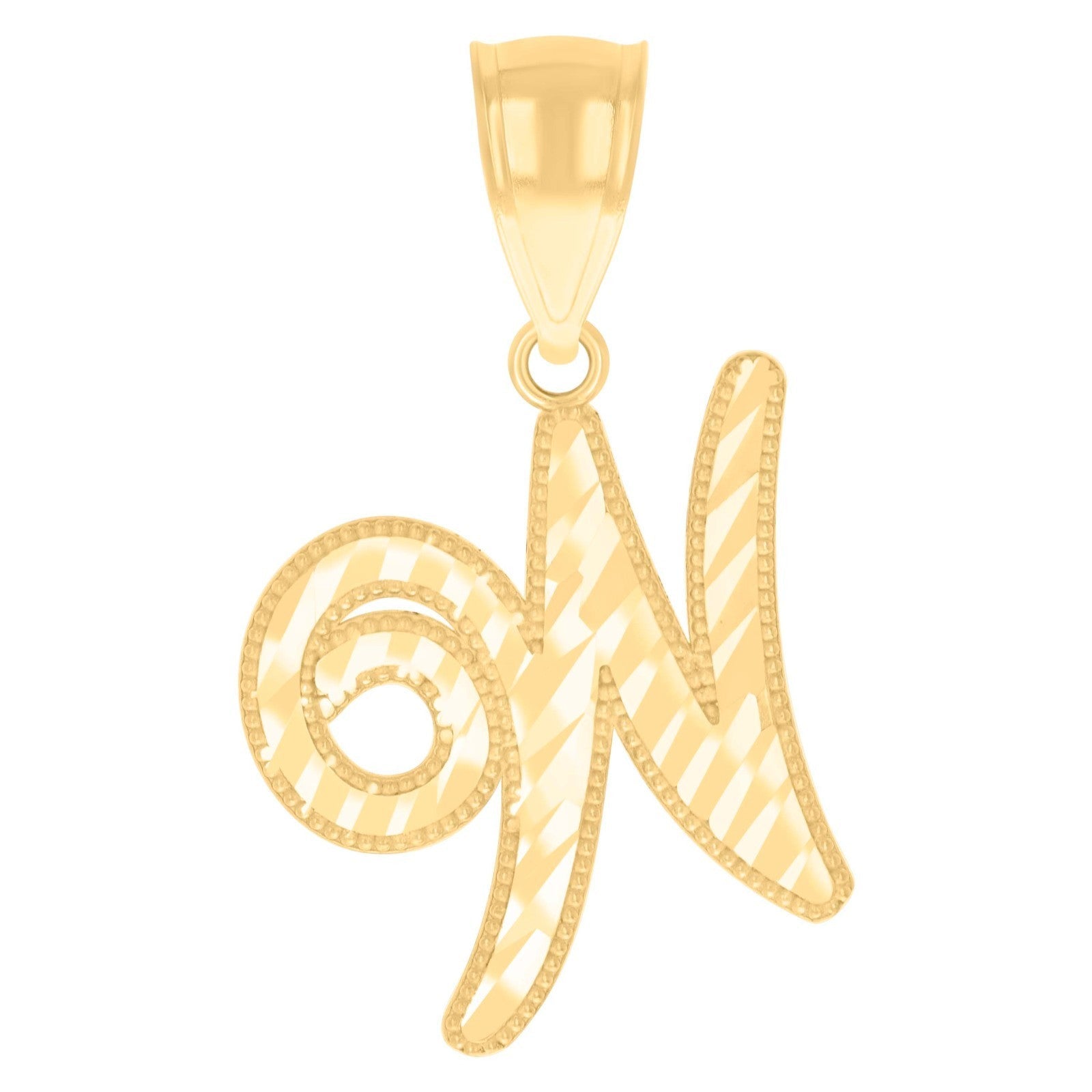 10k Yellow Gold Initial Letter "W" Pendant 1.1g Script Alphabet Unisex Charm - Elite Jewelers - Charms & Pendants