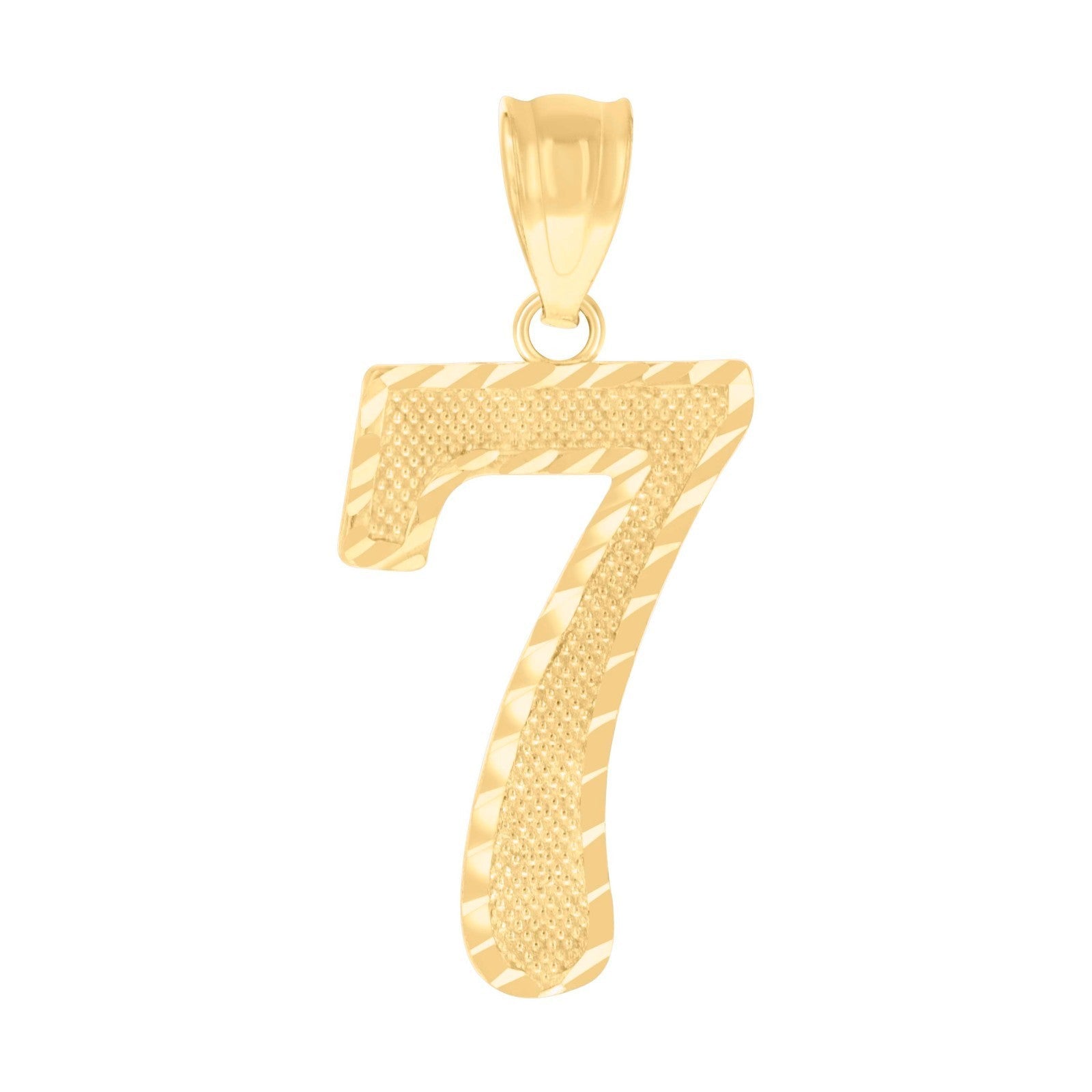 10k Yellow Gold Initial Number "7" Pendant 1g Numeral Unisex Charm - Elite Jewelers - Charms & Pendants