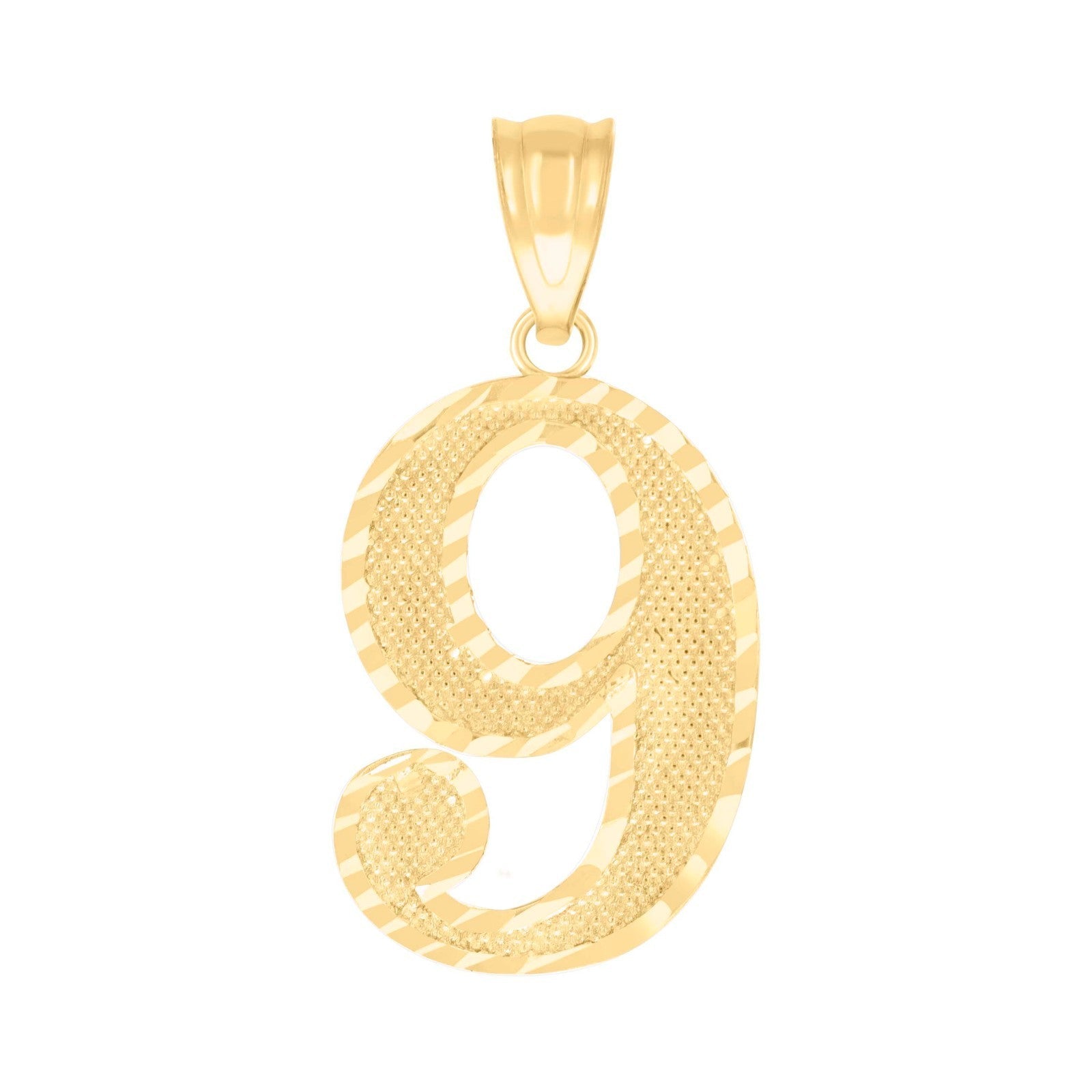 10k Yellow Gold Initial Number "9" Pendant 1.4g Numeral Unisex Charm - Elite Jewelers - Charms & Pendants