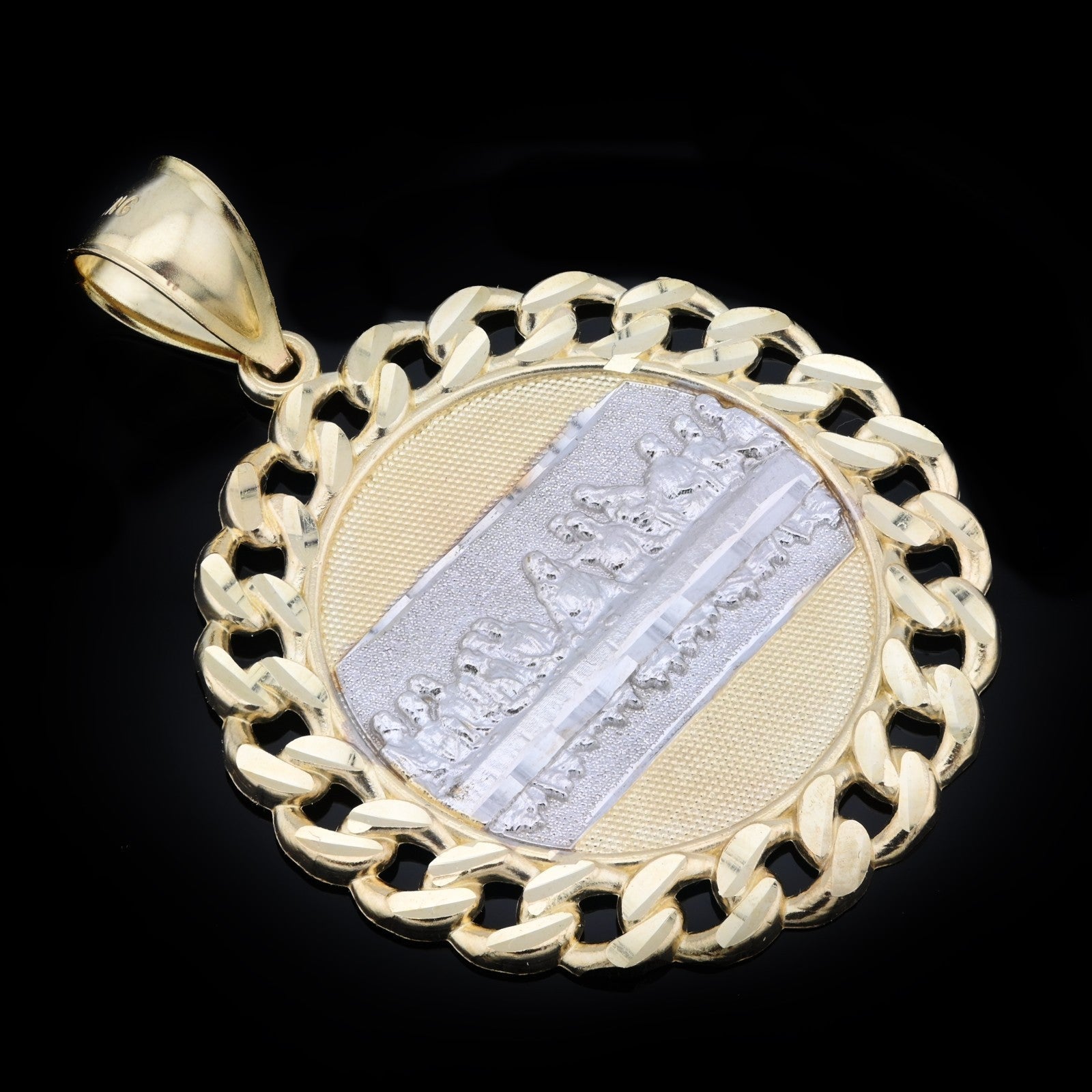 10K Yellow Gold Last Supper Jesus Pendant Apostles Charm 2" Mens Women 6.1g - Elite Jewelers - Charms & Pendants