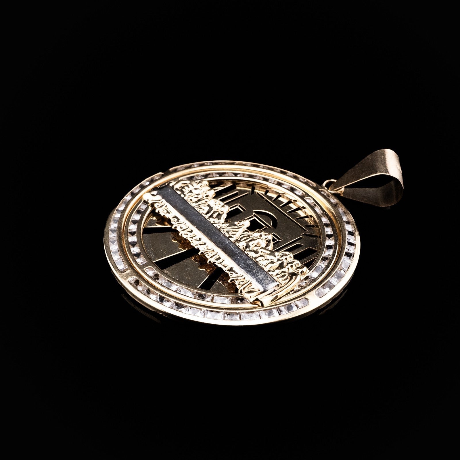 10K Yellow Gold Last Supper Medallion Pendant 6.6g Jesus Charm Men Women 2" - Elite Jewelers - Charms & Pendants