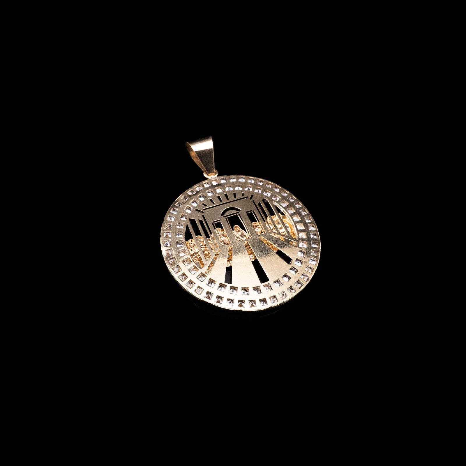 10K Yellow Gold Last Supper Medallion Pendant 6.6g Jesus Charm Men Women 2" - Elite Jewelers - Charms & Pendants