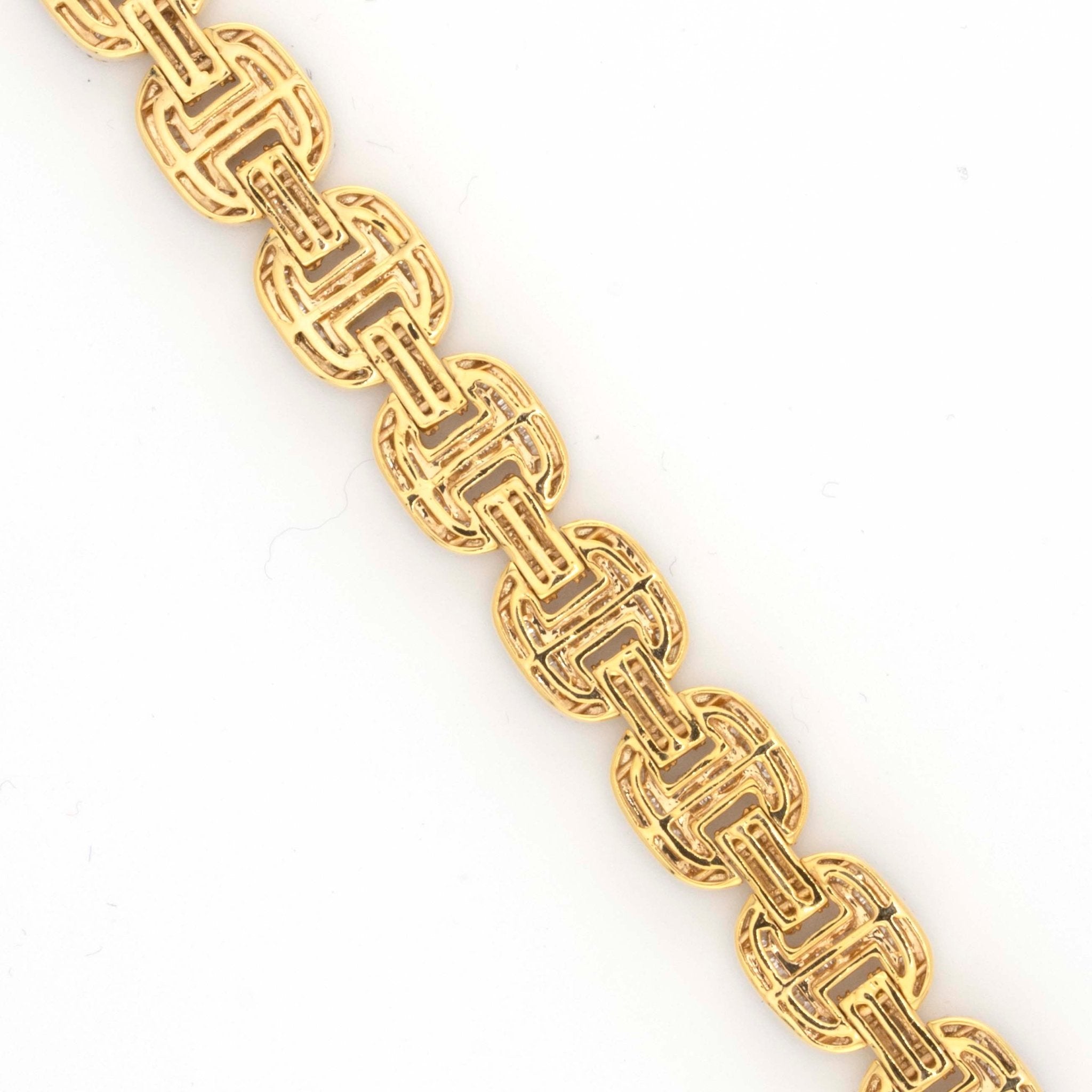 10K Yellow Gold Mariner Link 4.11CT Diamond Bracelet Baguette and Round Diamonds - Elite Jewelers - Bracelets