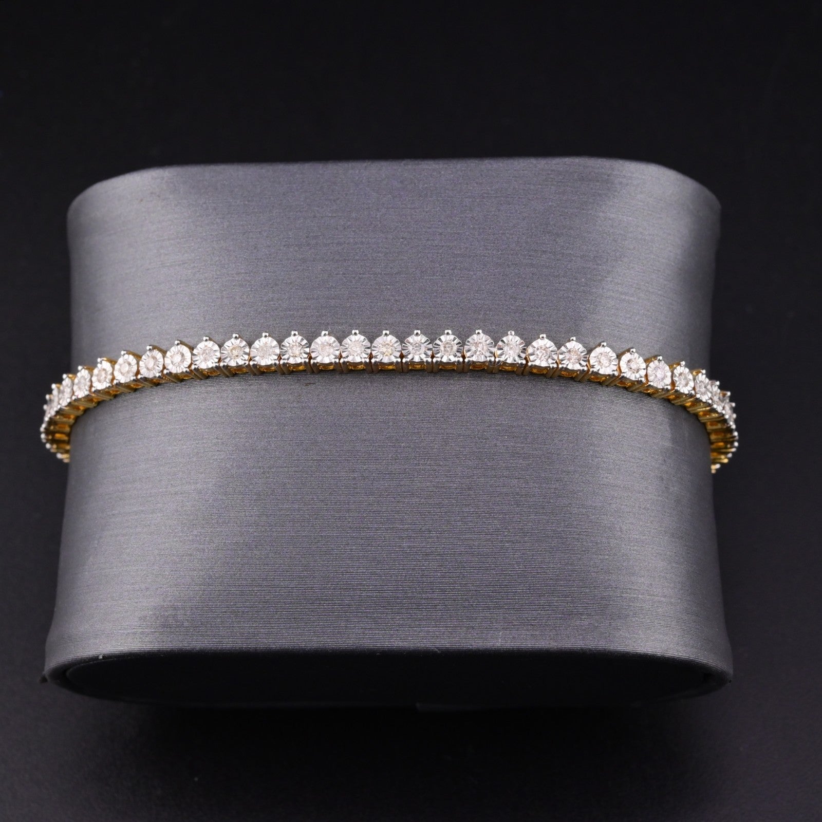 10k Yellow Gold Men 0.78CTW Natural Diamond Tennis Bracelet 7g 7In Armlet - Elite Jewelers - Bracelets