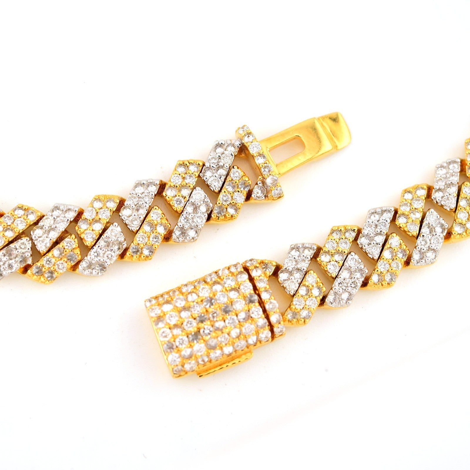 10k Yellow Gold Men 3.95CTW Natural Diamond Cuban Bracelet 18.9g 8 Inch Armlet - Elite Jewelers - Bracelets