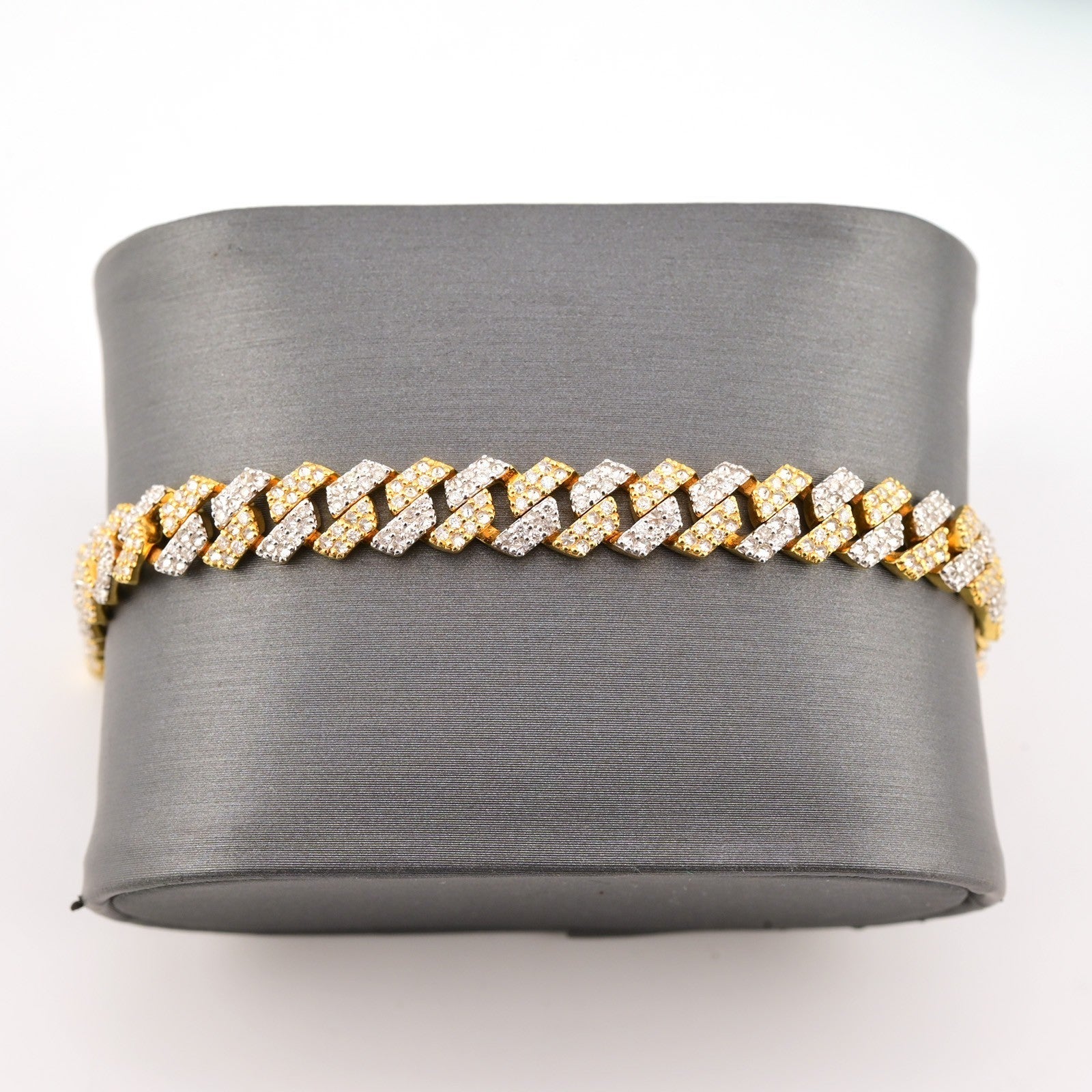 10k Yellow Gold Men 3.95CTW Natural Diamond Cuban Bracelet 18.9g 8 Inch Armlet - Elite Jewelers - Bracelets