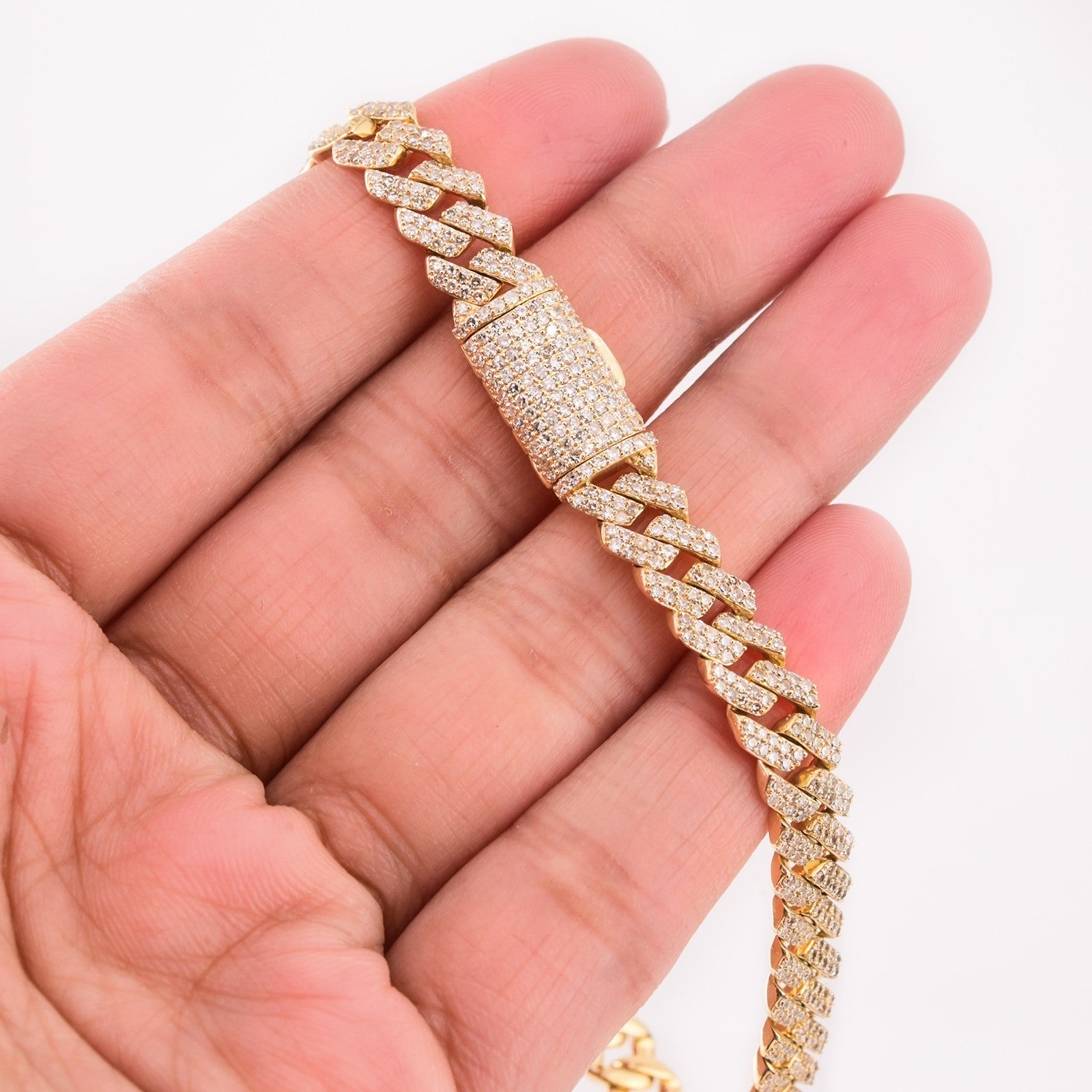 10k Yellow Gold Men 4.64CTW Natural Diamond Cuban Bracelet 17.4g 8.25In Armlet - Elite Jewelers - Bracelets