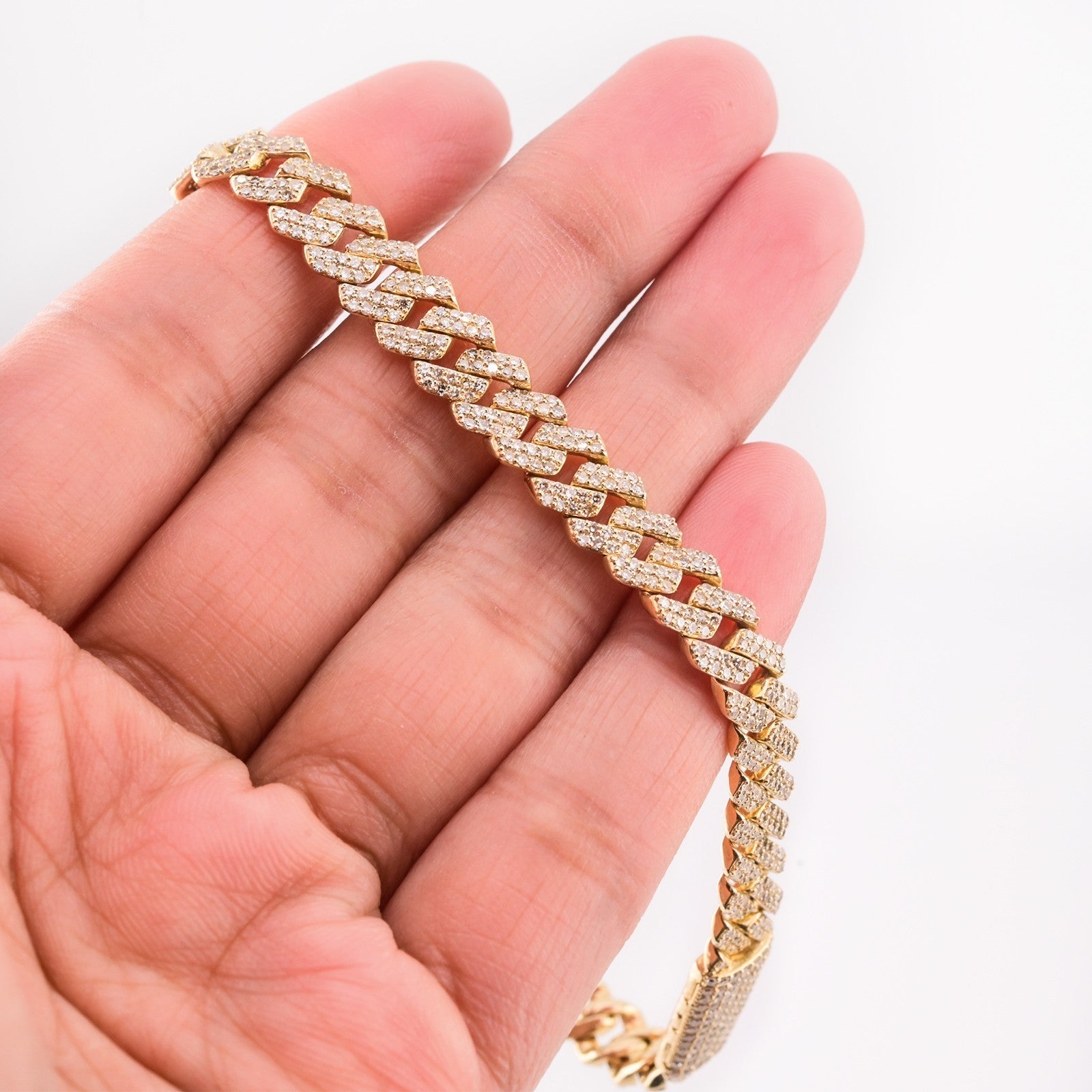 10k Yellow Gold Men 4.64CTW Natural Diamond Cuban Bracelet 17.4g 8.25In Armlet - Elite Jewelers - Bracelets