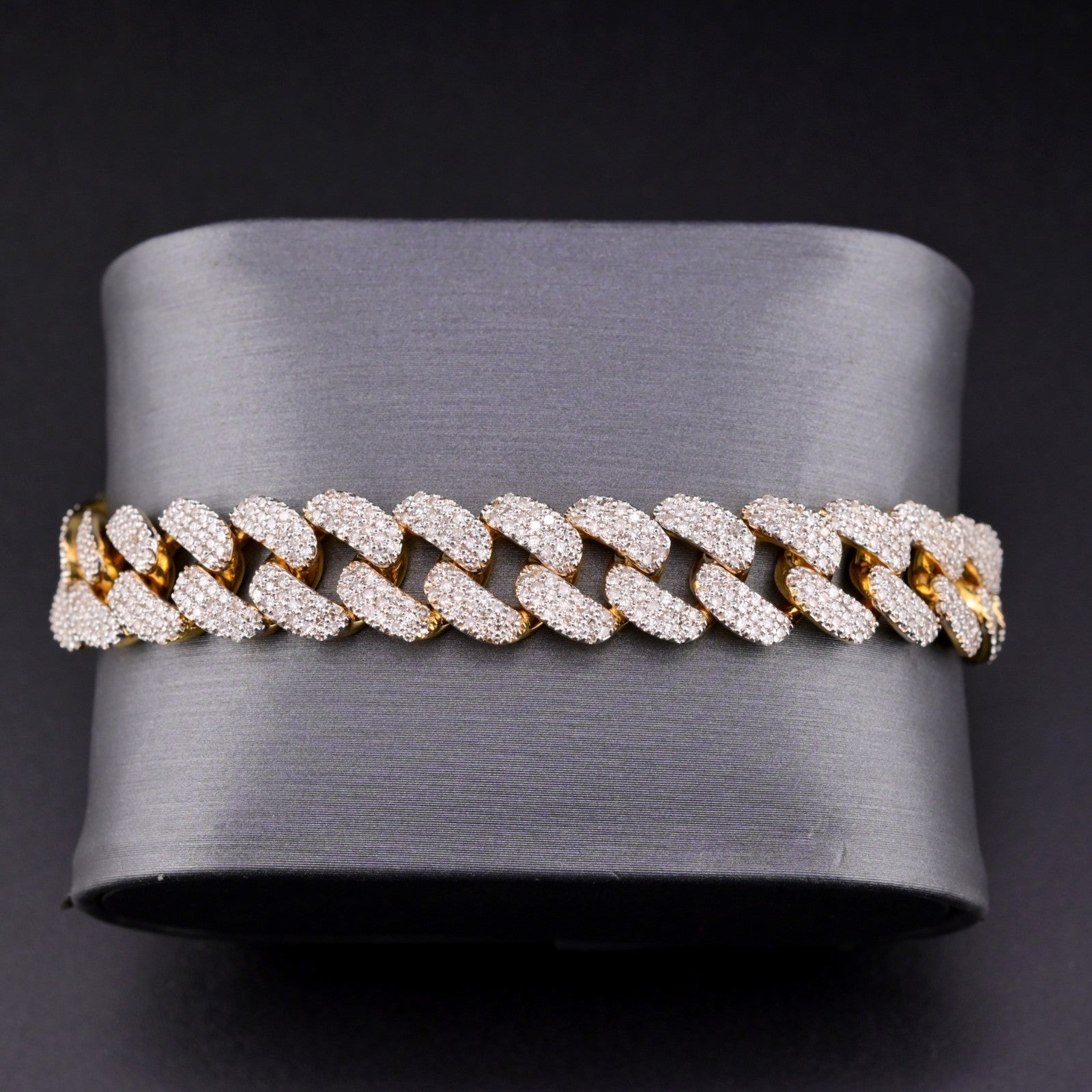 10k Yellow Gold Men 5.12CTW Natural Diamond Cuban Bracelet 38.1g 8 Inch Armlet - Elite Jewelers - Bracelets