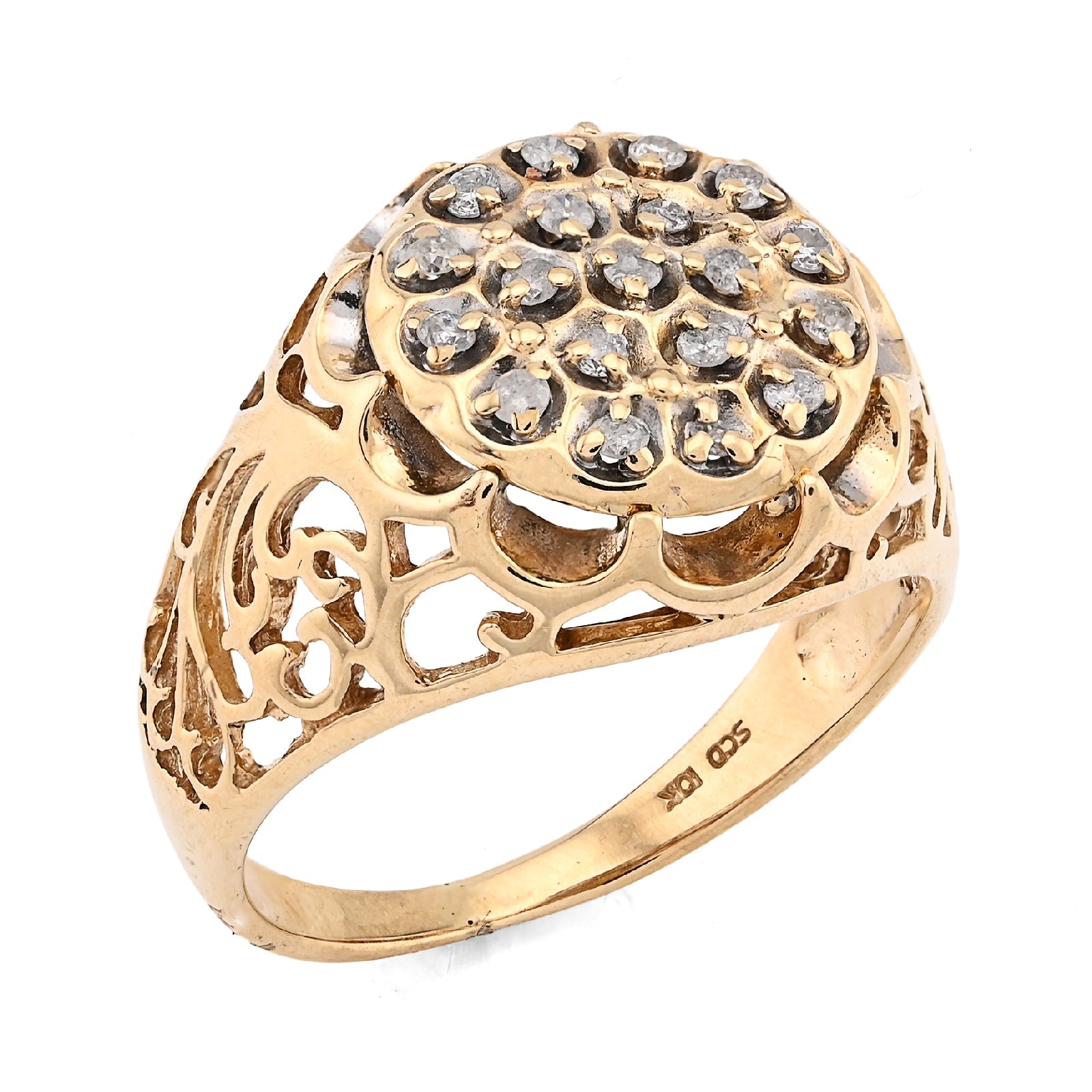 10K Yellow Gold Men Flower Cluster Round Royal 0.87CT Natural Diamond Men Ring - Elite Jewelers - Rings