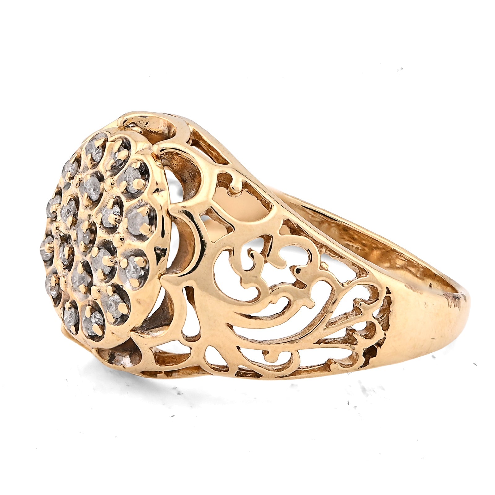 10K Yellow Gold Men Flower Cluster Round Royal 0.87CT Natural Diamond Men Ring - Elite Jewelers - Rings