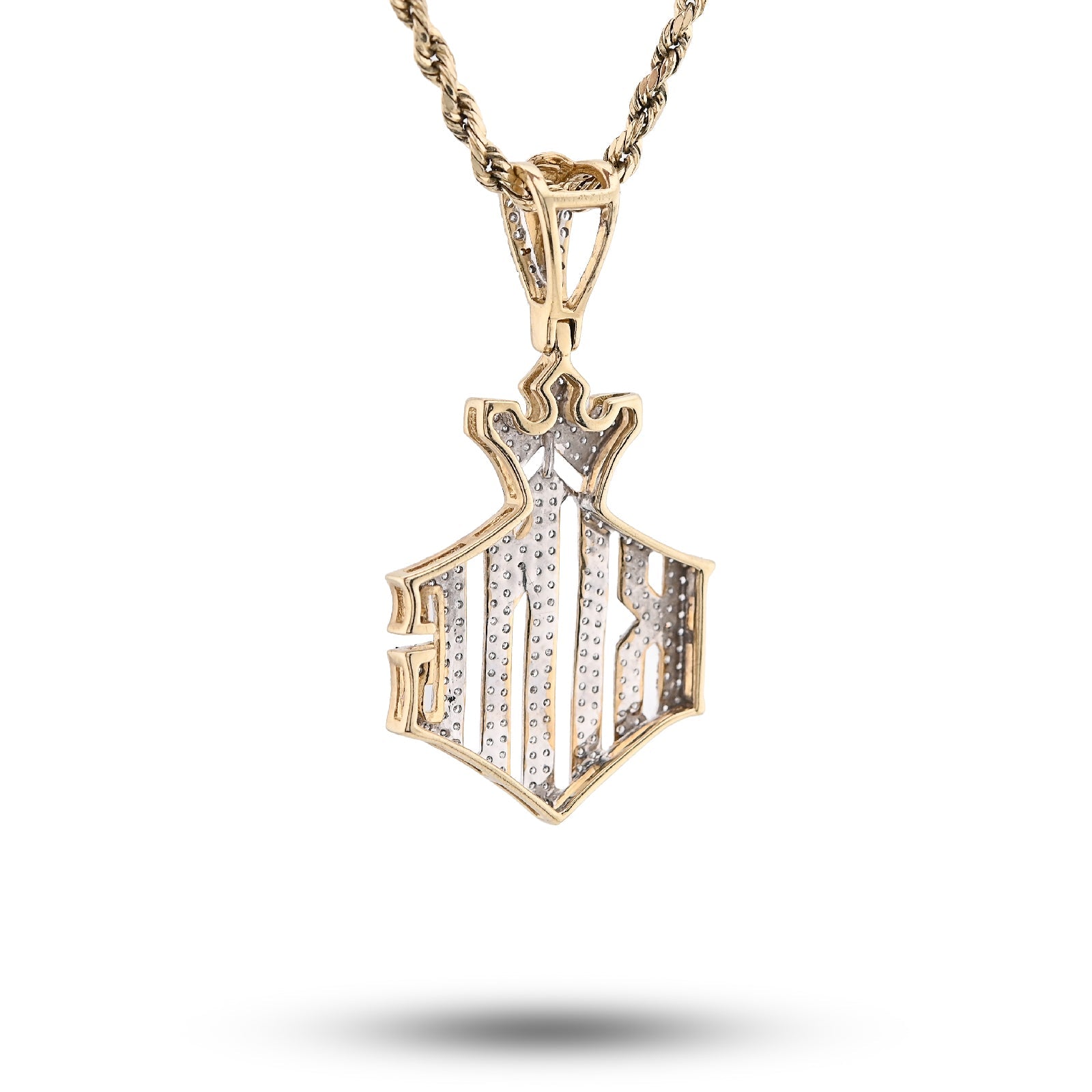 10K Yellow Gold Men "KING" Charm 0.50CT Natural Diamond Crown Pendant 1.6" - Elite Jewelers - Charms & Pendants