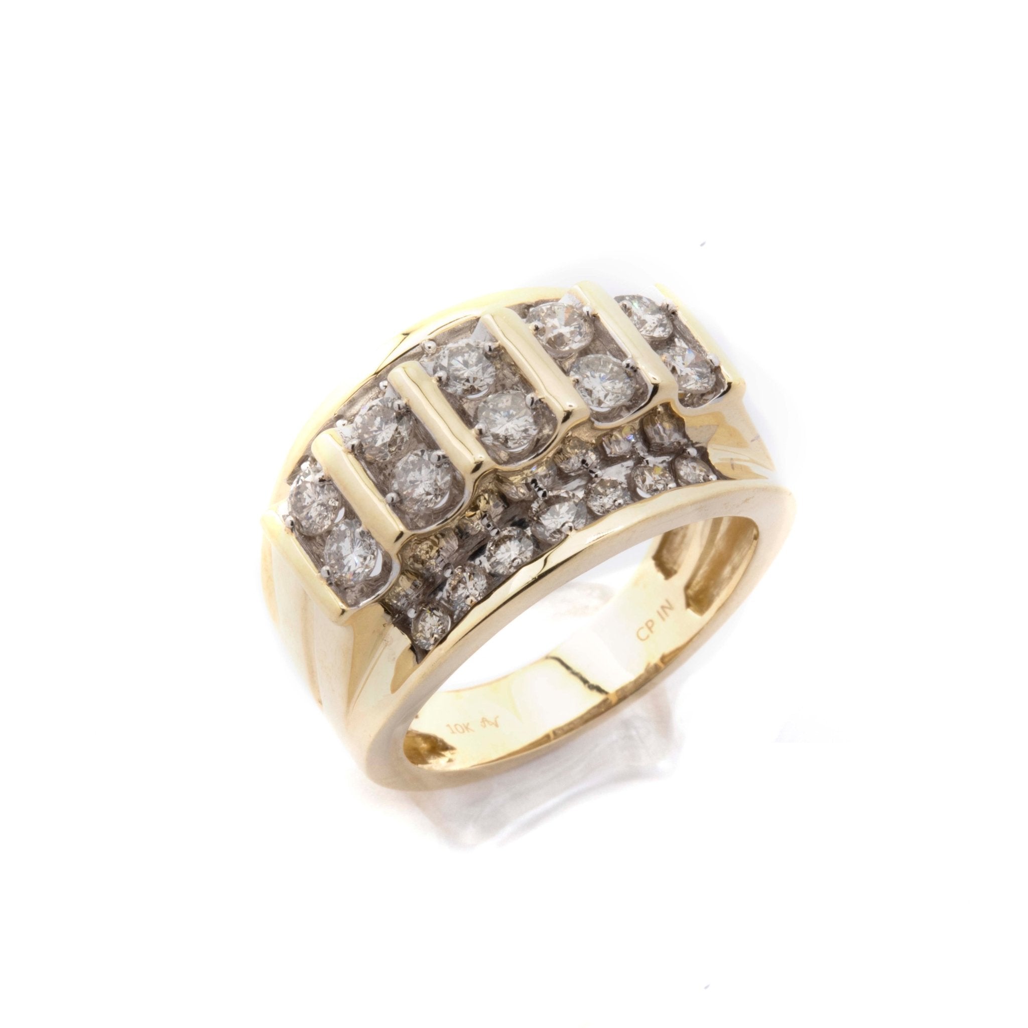 10K Yellow Gold Men’s Big 3D Pointer Band - Elite Jewelers - Rings