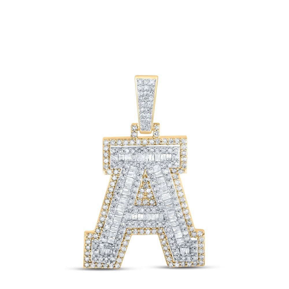 10k Yellow Gold Mens 0.92 CTW Natural Diamond Initial "A" Charm 3.45g Pendant - Elite Jewelers - Charms & Pendants