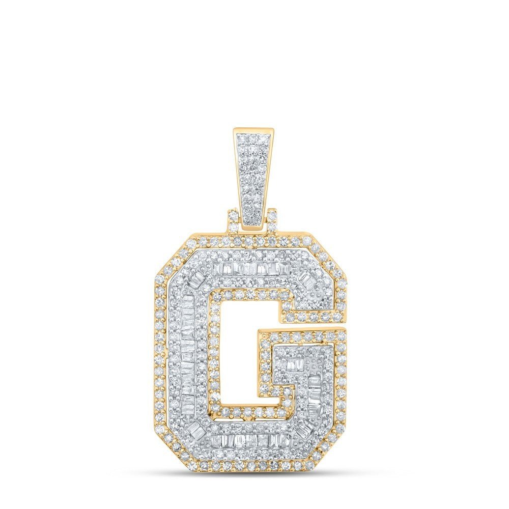 10k Yellow Gold Mens 0.95 CTW Natural Diamond Initial "G" Charm 3.94g Pendant - Elite Jewelers - Charms & Pendants