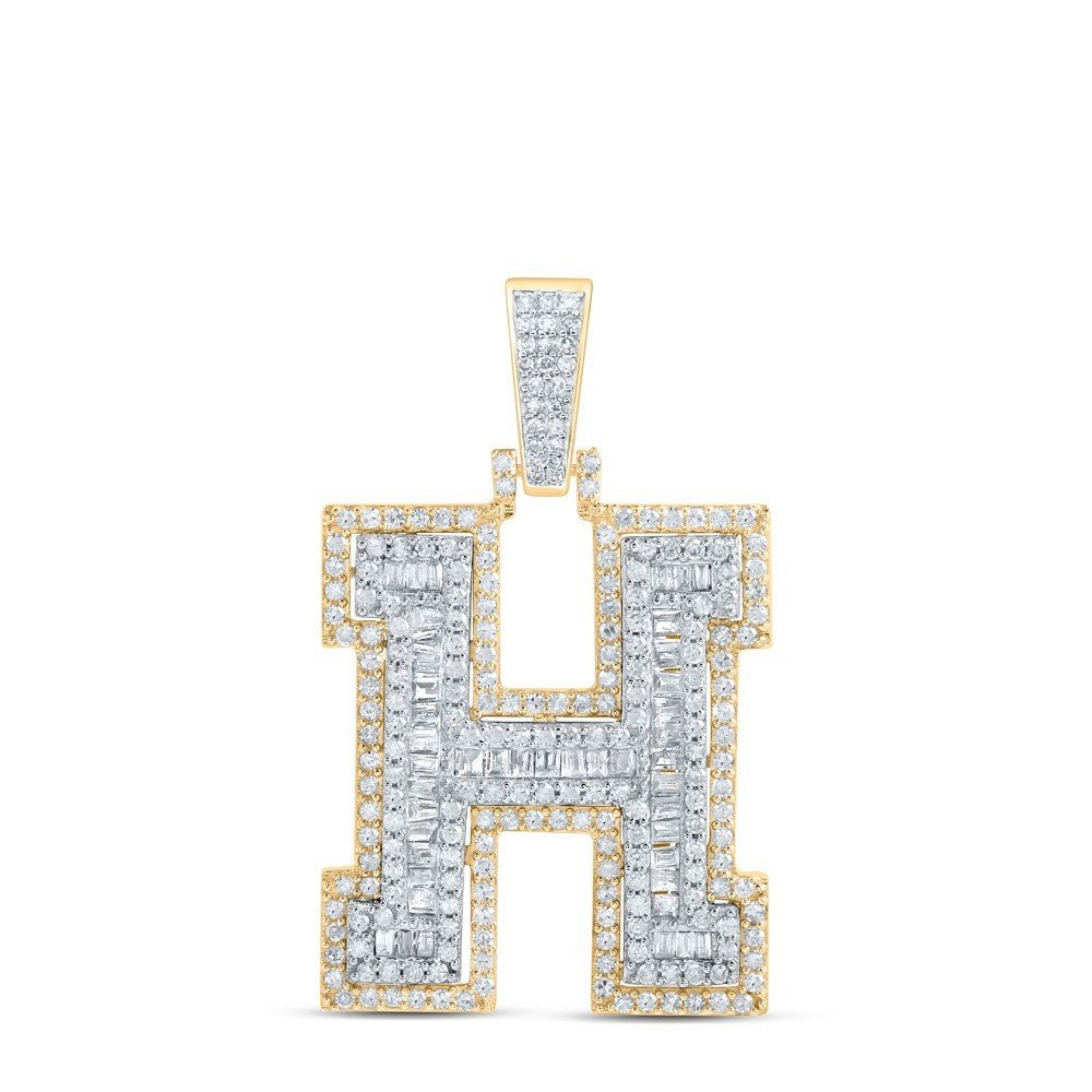 10k Yellow Gold Mens 1.01 CTW Natural Diamond Initial "H" Charm 4.17g Pendant - Elite Jewelers - Charms & Pendants