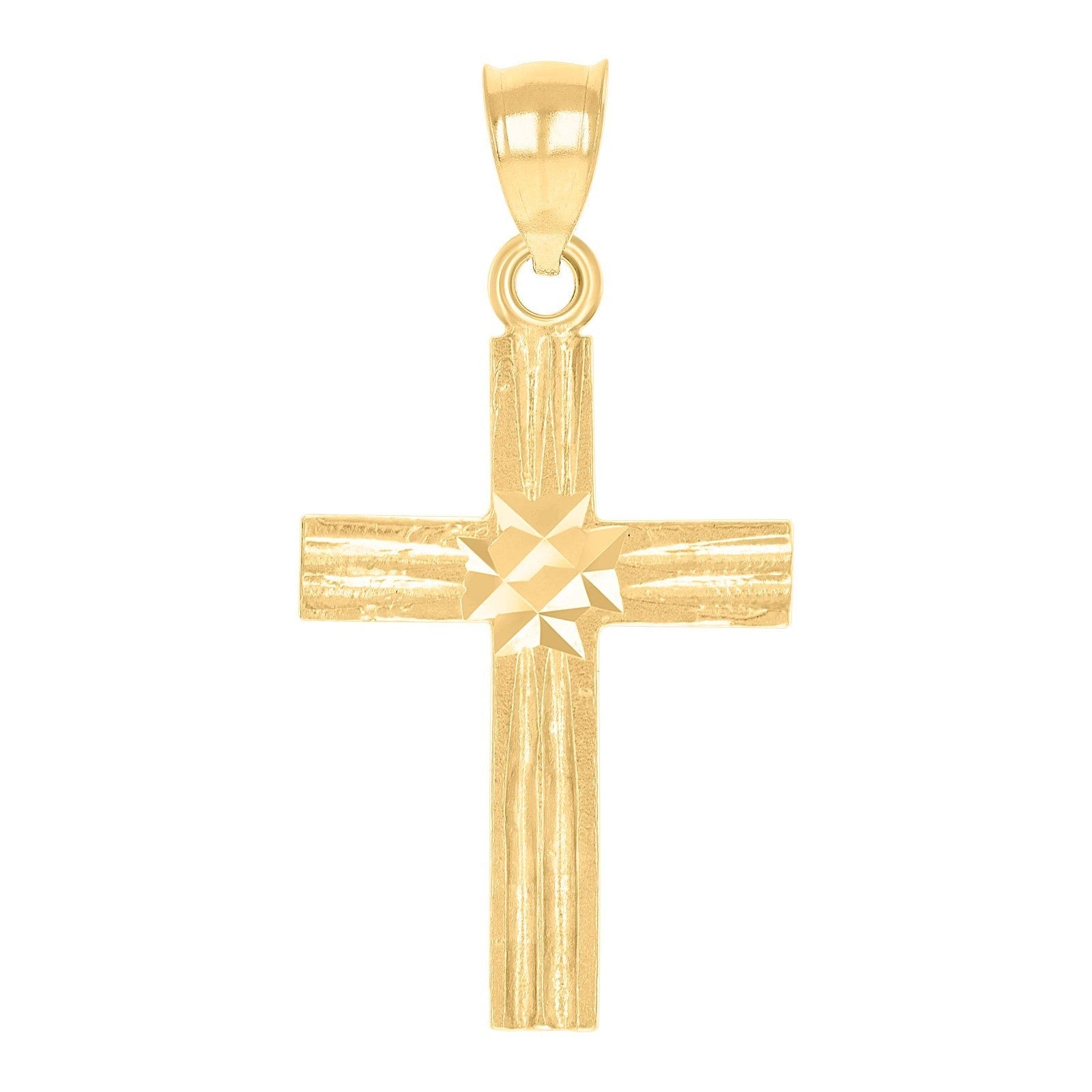 10k Yellow Gold Mens Womens 1.3g Diamond Cut Cross Religious Charm Pendant - Elite Jewelers - Charms & Pendants