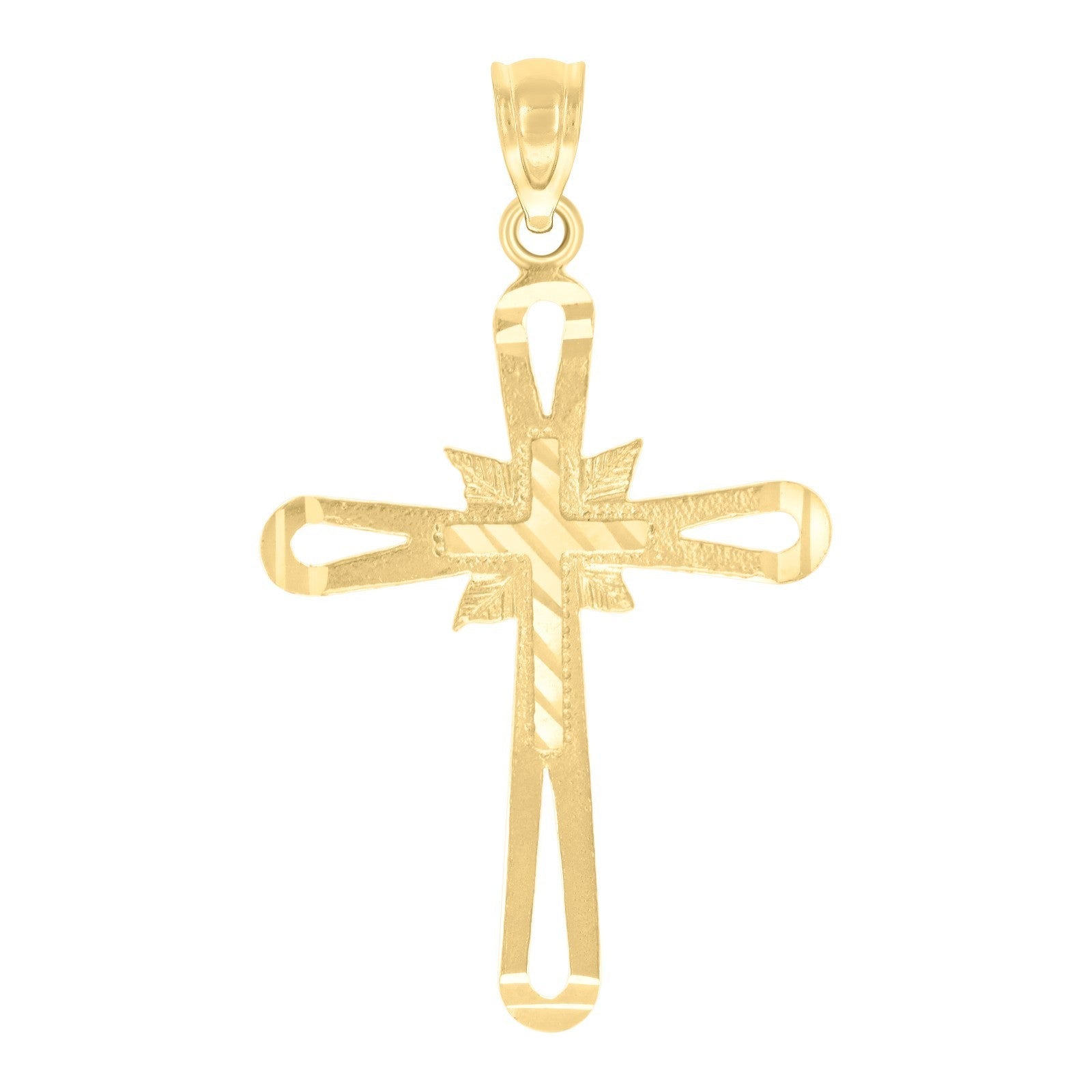 10k Yellow Gold Mens Womens Diamond Cut Cross Religious Charm 1.38gms Pendant - Elite Jewelers - Charms & Pendants