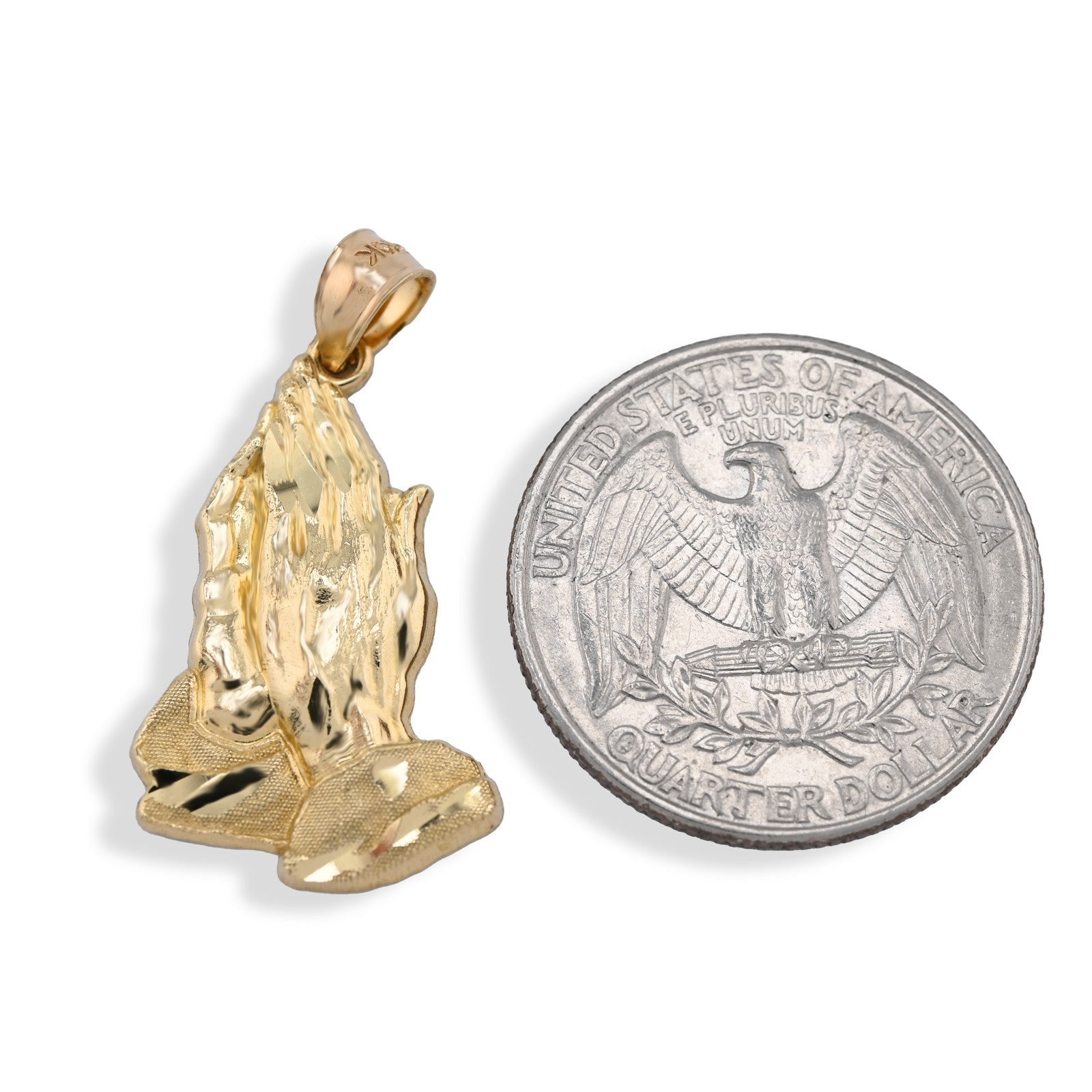 10k Yellow Gold Mens Womens Praying Hands Pendant Religious 1.6g Charm - Elite Jewelers - Charms & Pendants