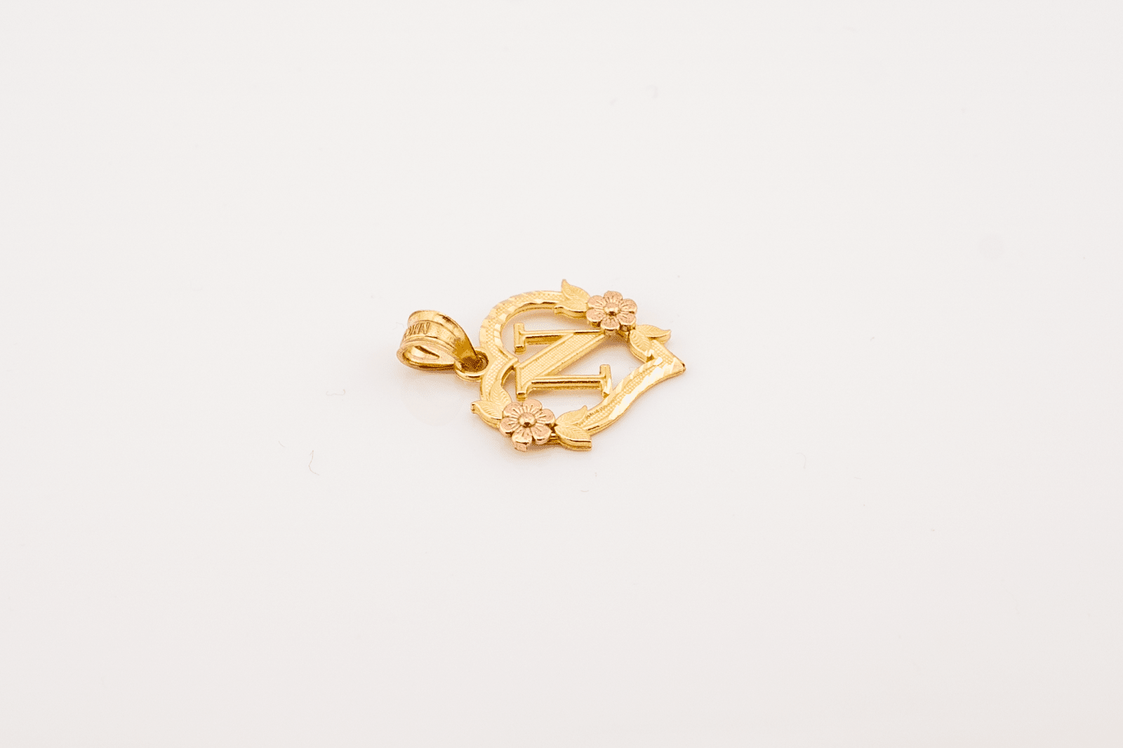 10k Yellow Gold "N" Alphabet Heart Pendant 0.9g Diamond Cut Initial Women Charm - Elite Jewelers - Charms & Pendants