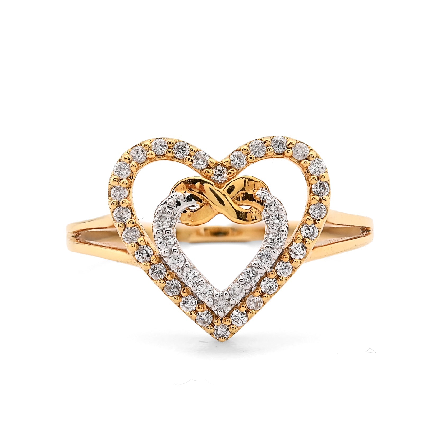 10K Yellow Gold Natural Diamond 0.23CT Infinity Heart Shape Women Ring - Elite Jewelers - Rings