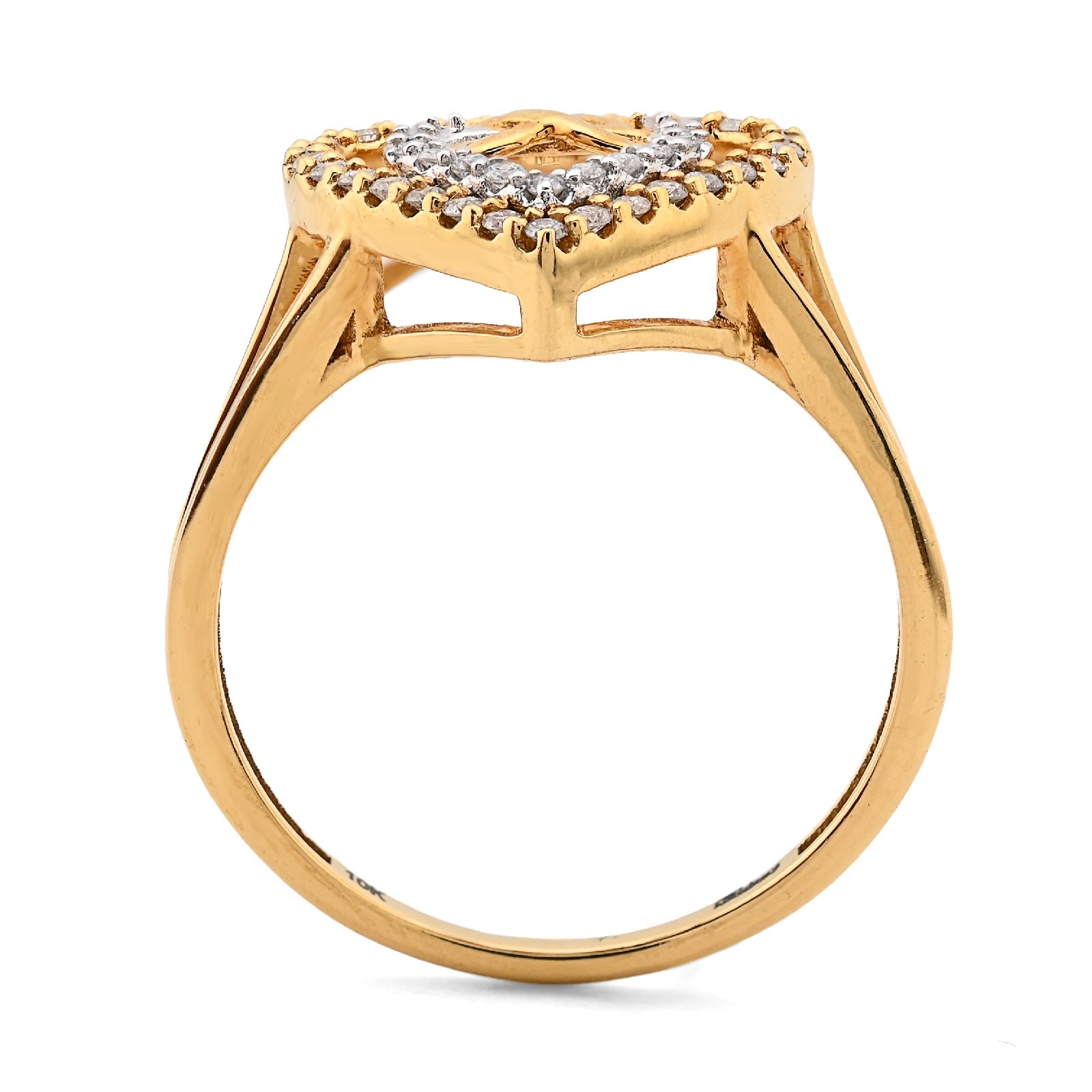 10K Yellow Gold Natural Diamond 0.23CT Infinity Heart Shape Women Ring - Elite Jewelers - Rings