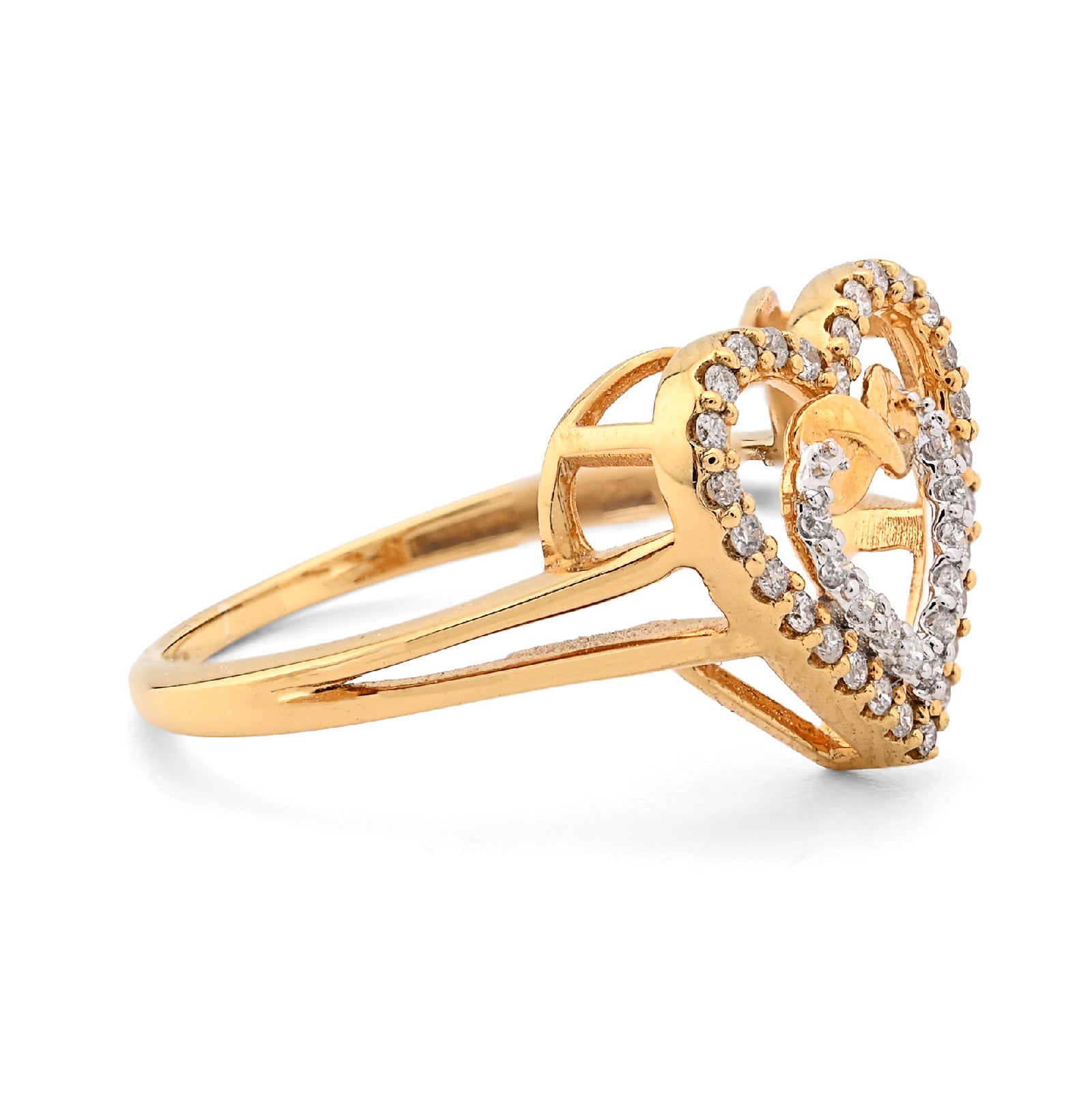 10K Yellow Gold Natural Diamond 0.23CT Infinity Heart Shape Women Ring - Elite Jewelers - Rings
