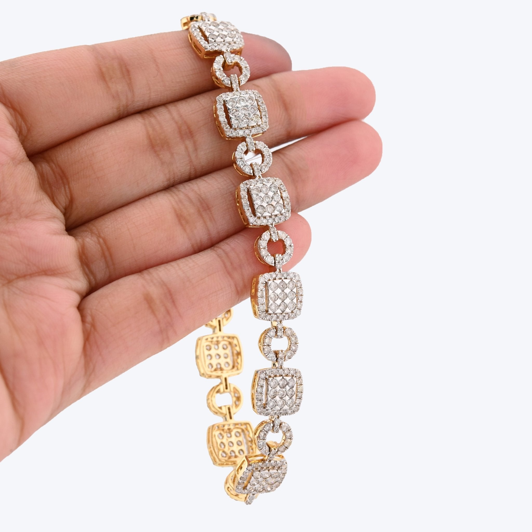 10K Yellow Gold Natural Diamond 7.4CT Round10MM Tennis Bracelet 8" Men Women 21.5g - Elite Jewelers - Bracelets