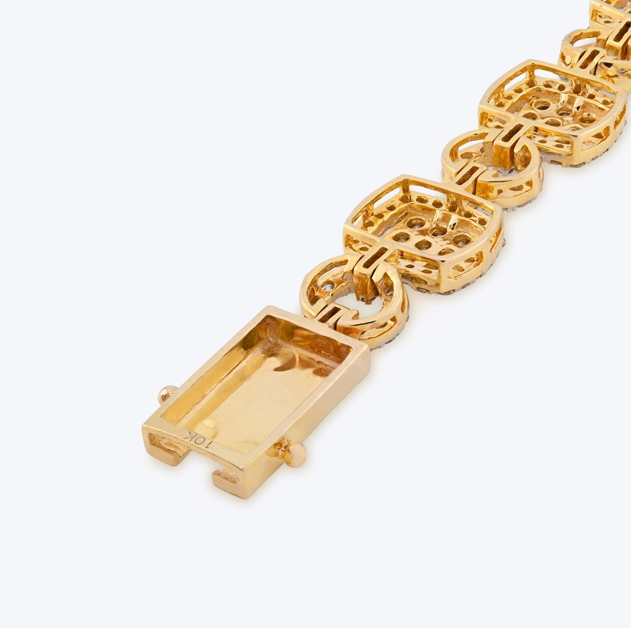 10K Yellow Gold Natural Diamond 7.4CT Round10MM Tennis Bracelet 8" Men Women 21.5g - Elite Jewelers - Bracelets