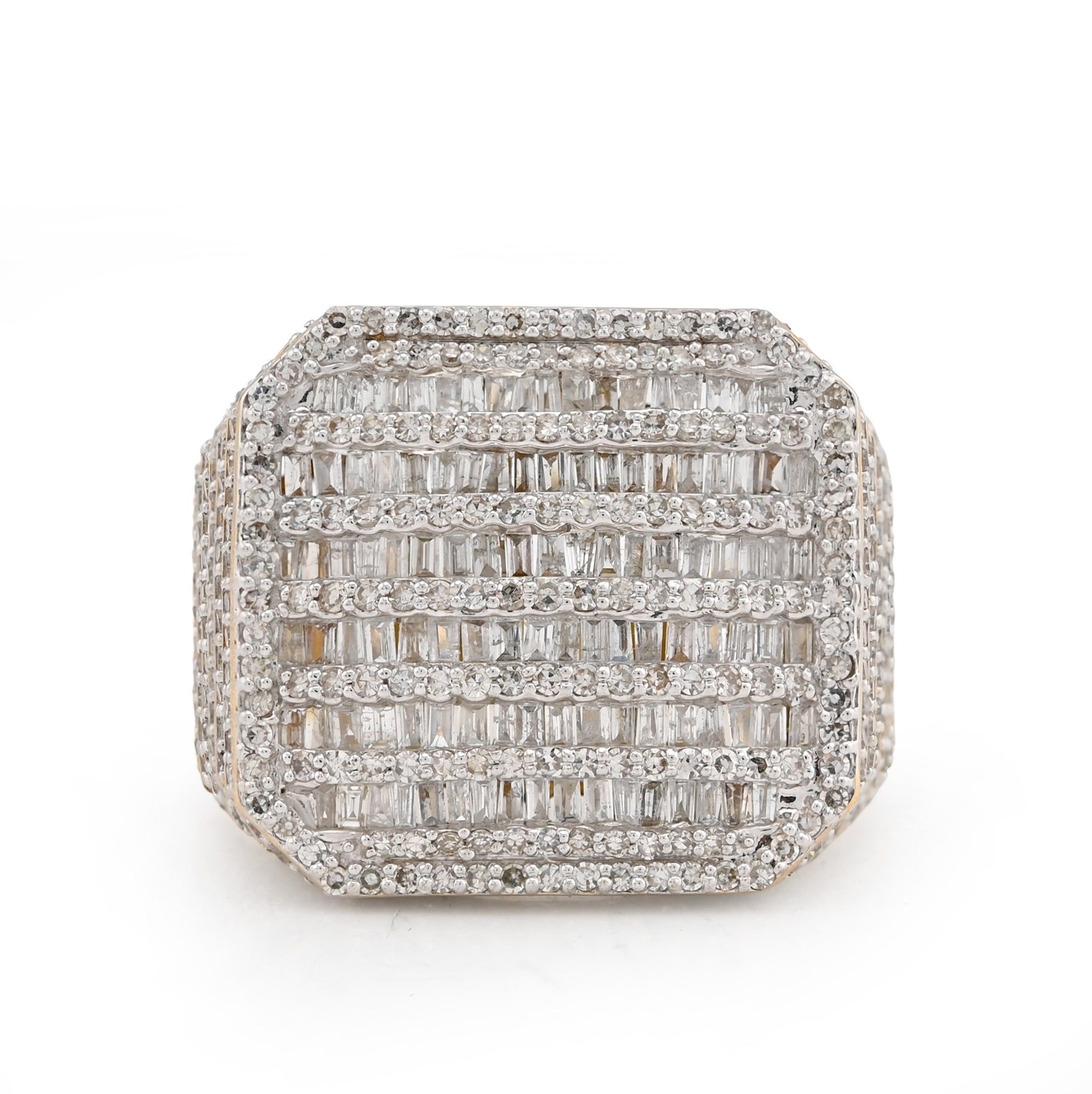 10K Yellow Gold Octagon Baguette 2.25CT Natural Diamond Men Pinky Ring - Elite Jewelers - Rings