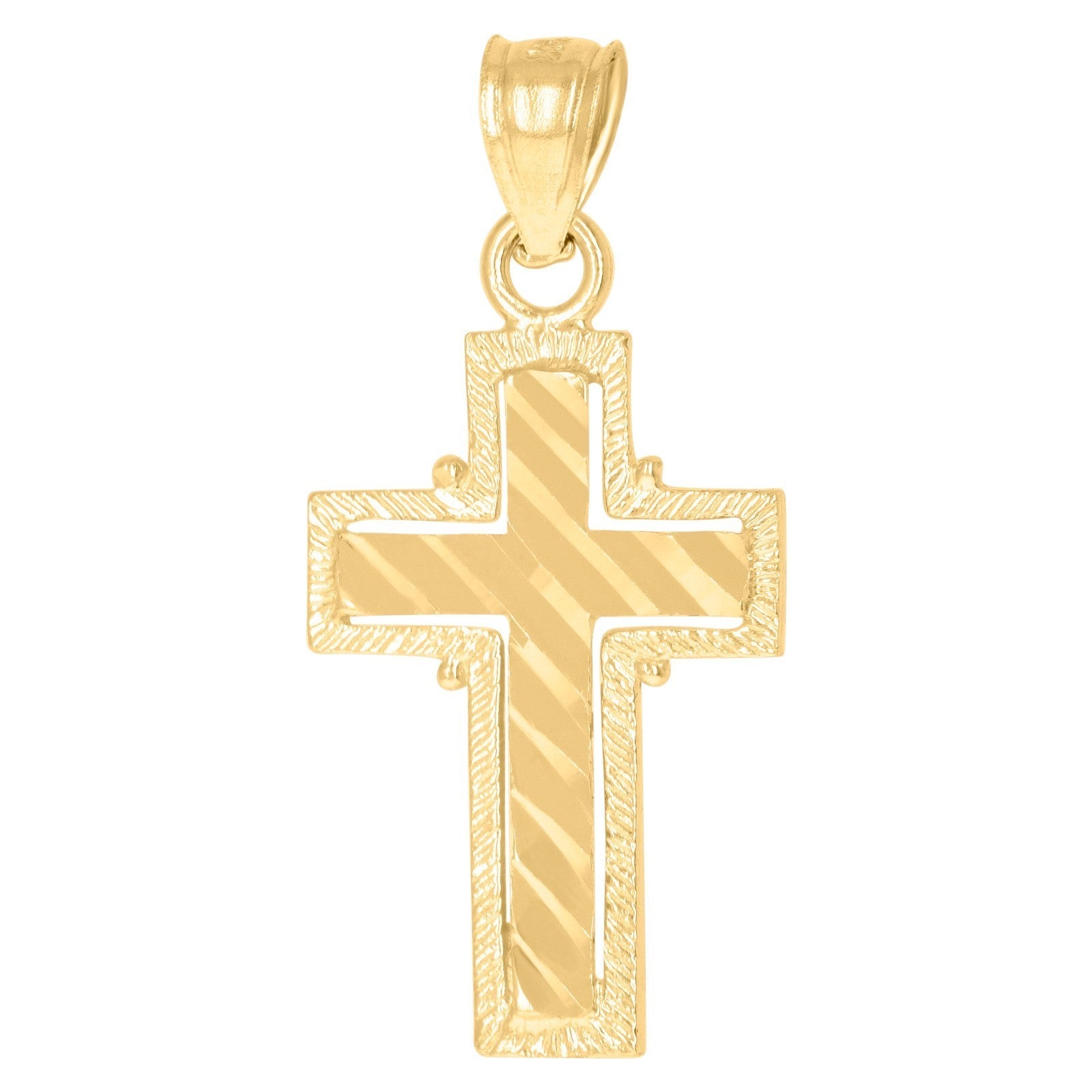 10k Yellow Gold Pure Diamond - Cut Cross Religious Charm 1.4gms Unisex Pendant - Elite Jewelers - Charms & Pendants