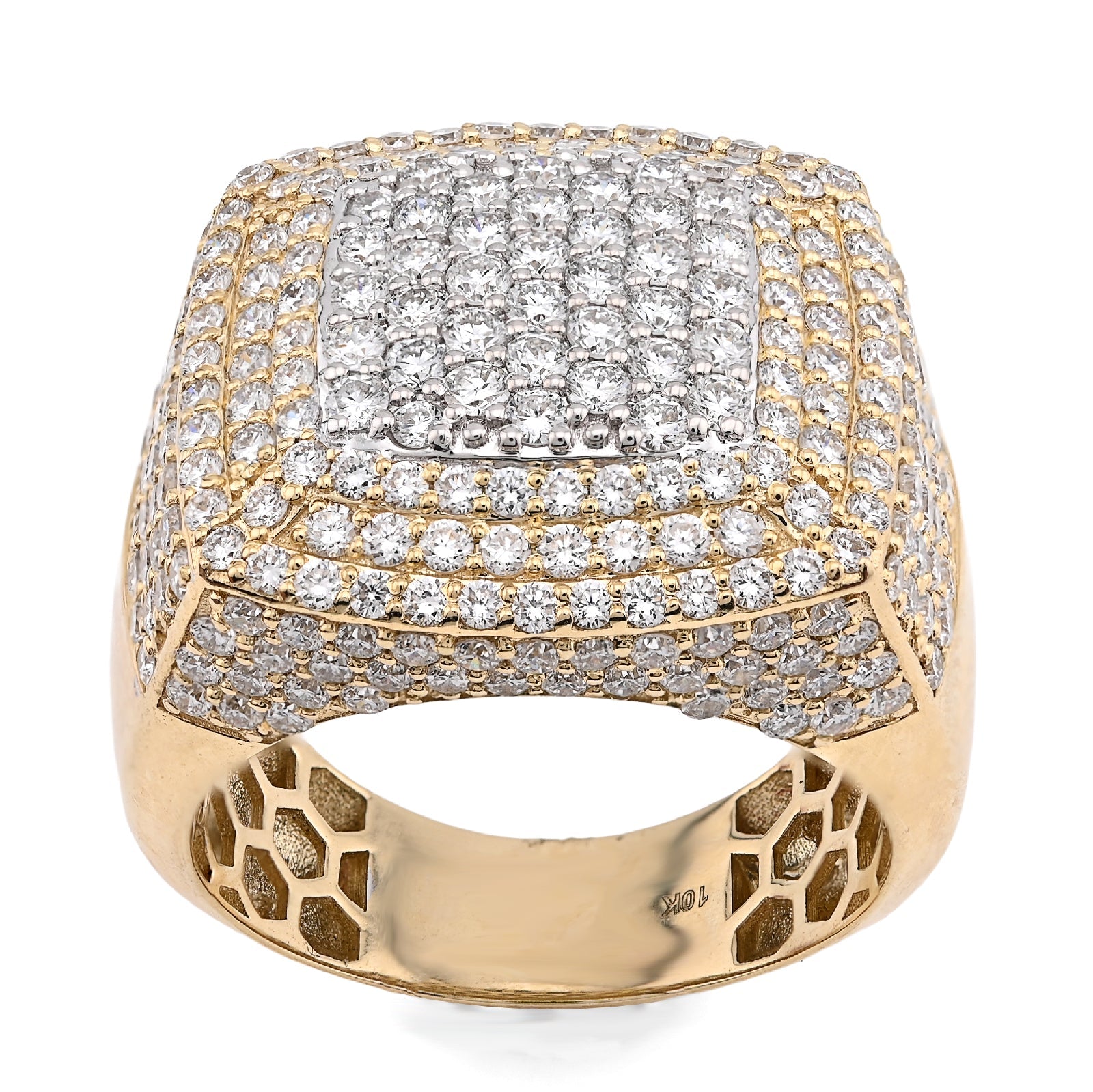 10K Yellow Gold Rectangle Shape Men 4.10CT Lab Diamond Pinky Ring - Elite Jewelers - Rings