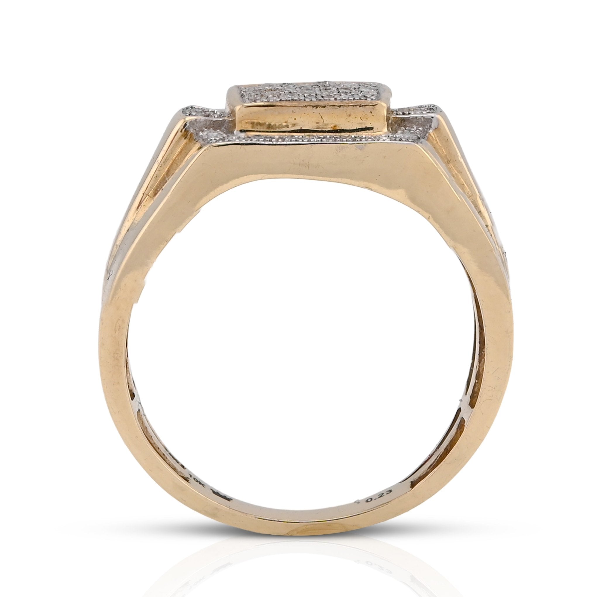 10K Yellow Gold Rectangular Shape 0.50CT Natural Diamond Men Pinky Ring - Elite Jewelers - Rings