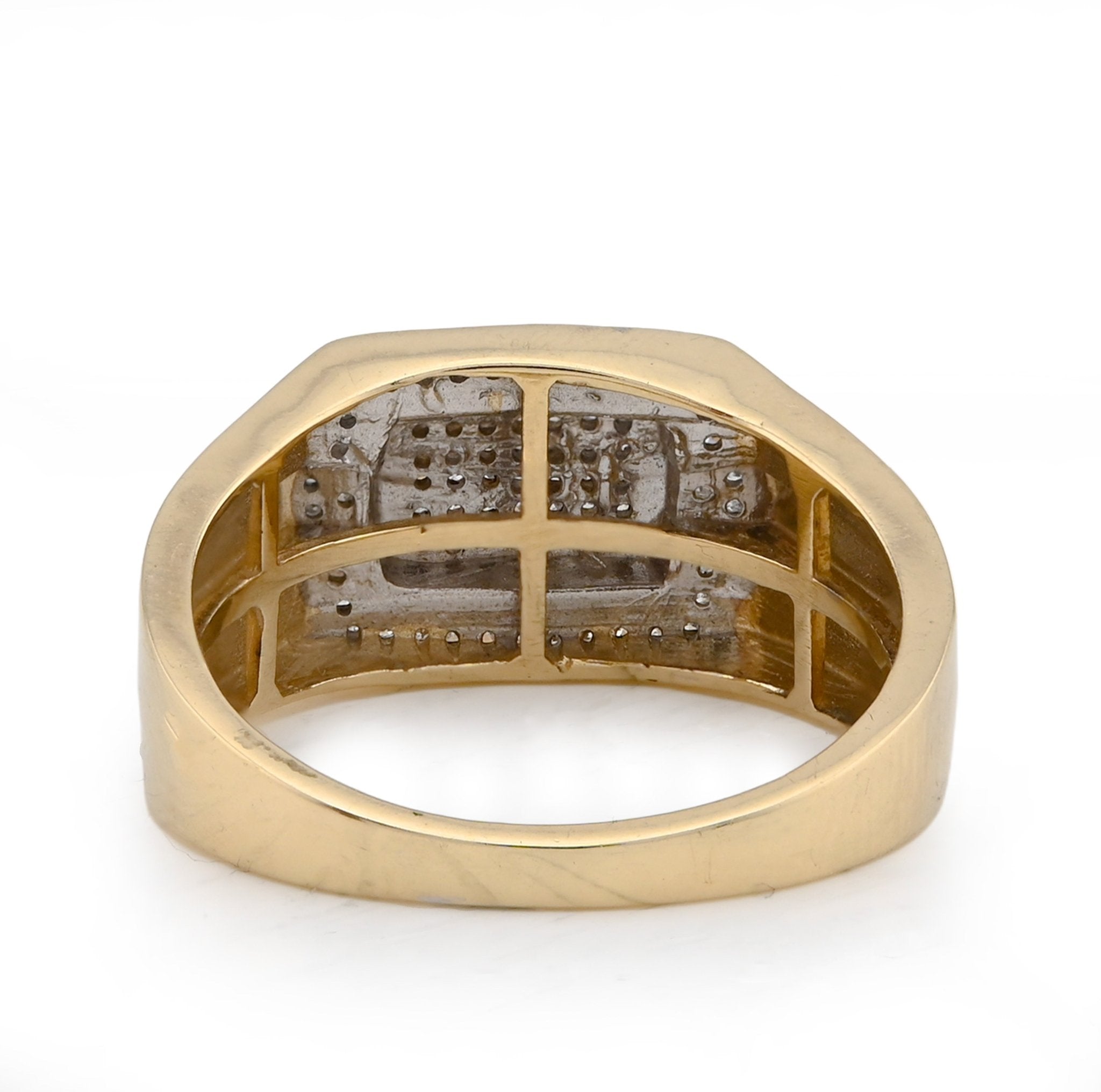 10K Yellow Gold Rectangular Shape 0.50CT Natural Diamond Men Pinky Ring - Elite Jewelers - Rings