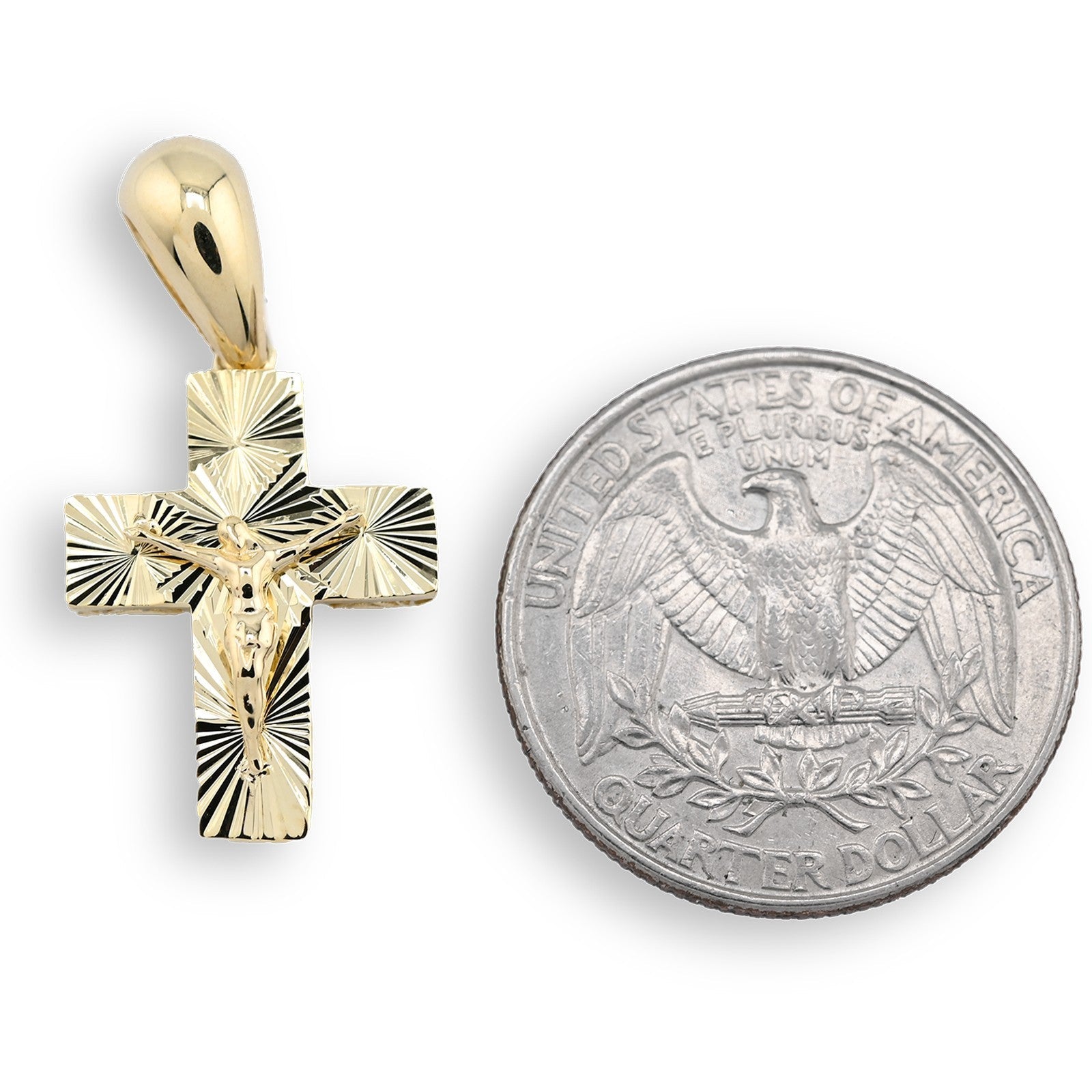 10k Yellow Gold Religious Crucifix Cross Pendant 1.5g Unisex Adults Charm - Elite Jewelers - Charms & Pendants