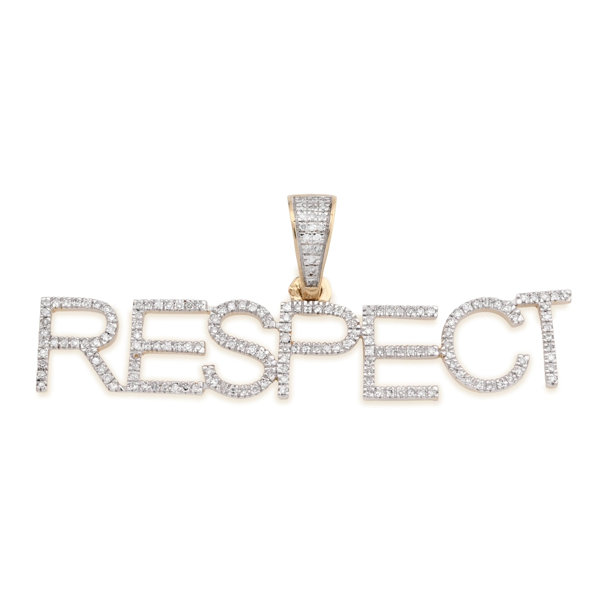 10K Yellow Gold "RESPECT" 0.38CT Natural Diamond Men Pendant Custom Charm - Elite Jewelers - Charms & Pendants