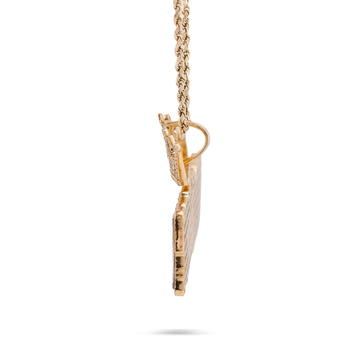 10K Yellow Gold RICH Crown Pendant 5CT Natural Diamond Men Women Charm - Elite Jewelers-Charms & Pendants