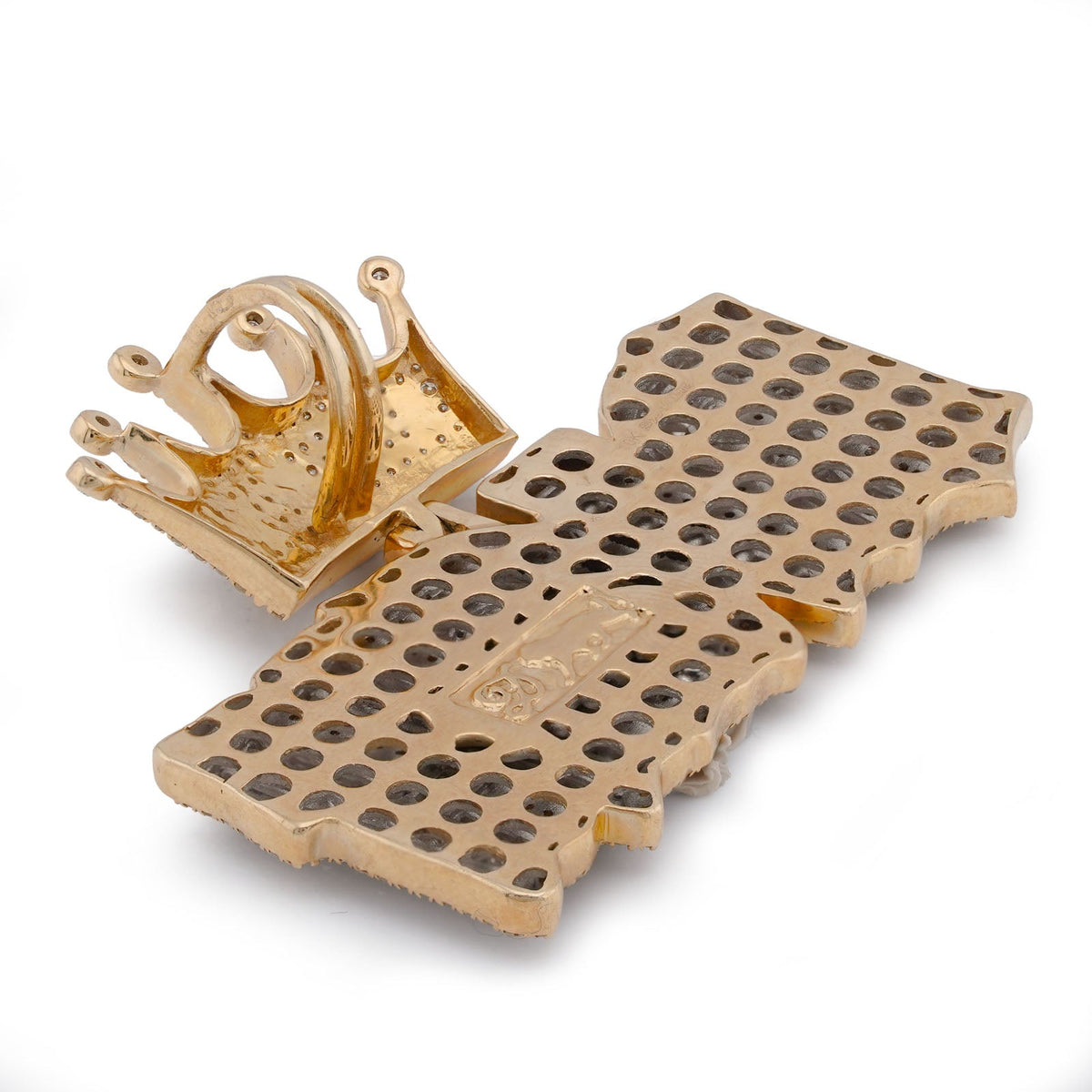 10K Yellow Gold RICH Crown Pendant 5CT Natural Diamond Men Women Charm - Elite Jewelers-Charms & Pendants
