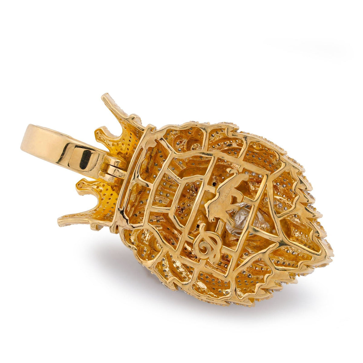 10K Yellow Gold Roaring Lion Crown 2.20CT Natural Diamond Animal Pendant Men Charm - Elite Jewelers-Charms & Pendants
