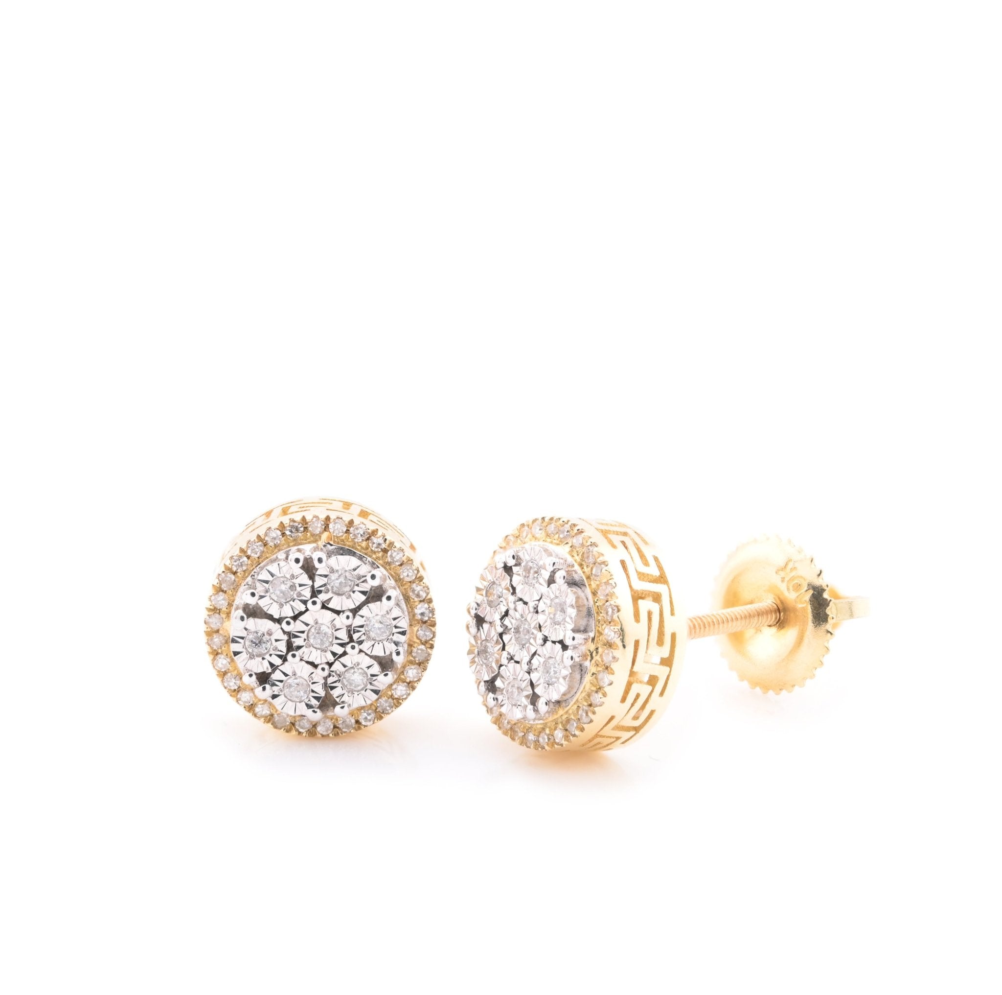 10k Yellow Gold Round Cluster 0.14CT Diamond Stud Earrings - Elite Jewelers - Earrings