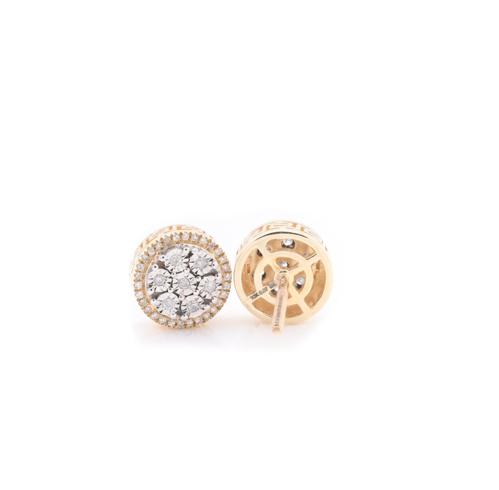 10k Yellow Gold Round Cluster 0.14CT Diamond Stud Earrings - Elite Jewelers - Earrings