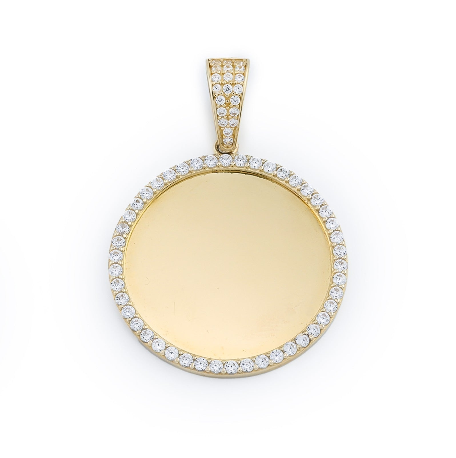 10k Yellow Gold Round Memory Picture Charm Frame Pendant 1.35" Men Women 3.5g - Elite Jewelers - Charms & Pendants