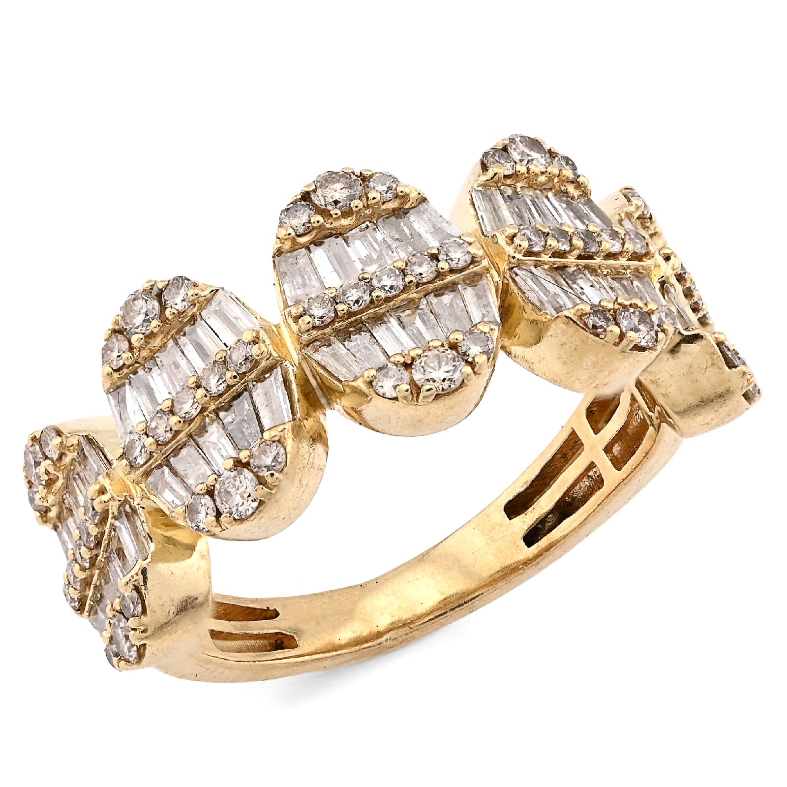 10K Yellow Gold Round/Baguette 2.50CT Oval Link Natural Diamond Men Pinky Ring - Elite Jewelers - Rings