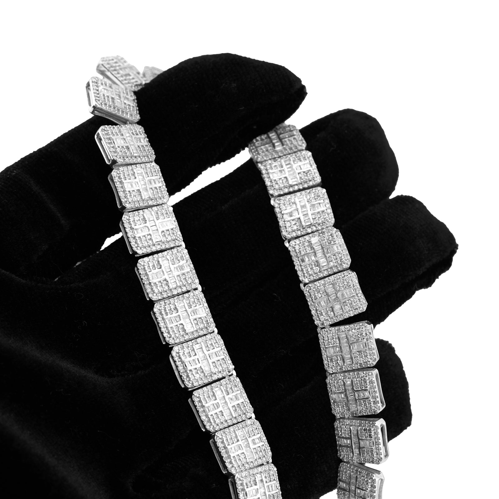 10K Yellow Gold Round/Baguette 4.72CT Natural Diamond 4MM Tennis Chain Men Necklace 18" Chain - Elite Jewelers-Necklaces