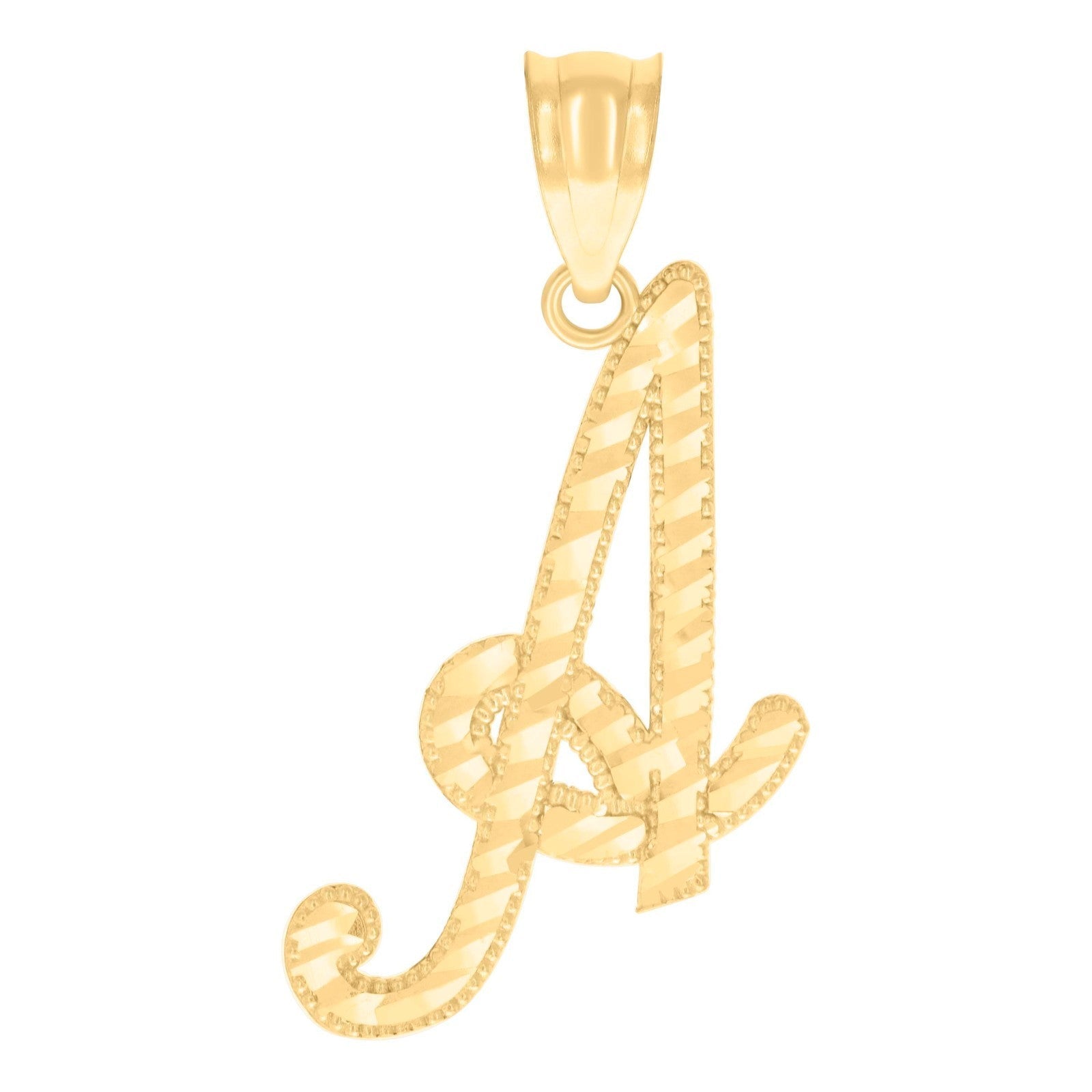 10k Yellow Gold Script Initial Letter "A" Pendant 0.7g Alphabet Unisex Charm - Elite Jewelers - Charms & Pendants