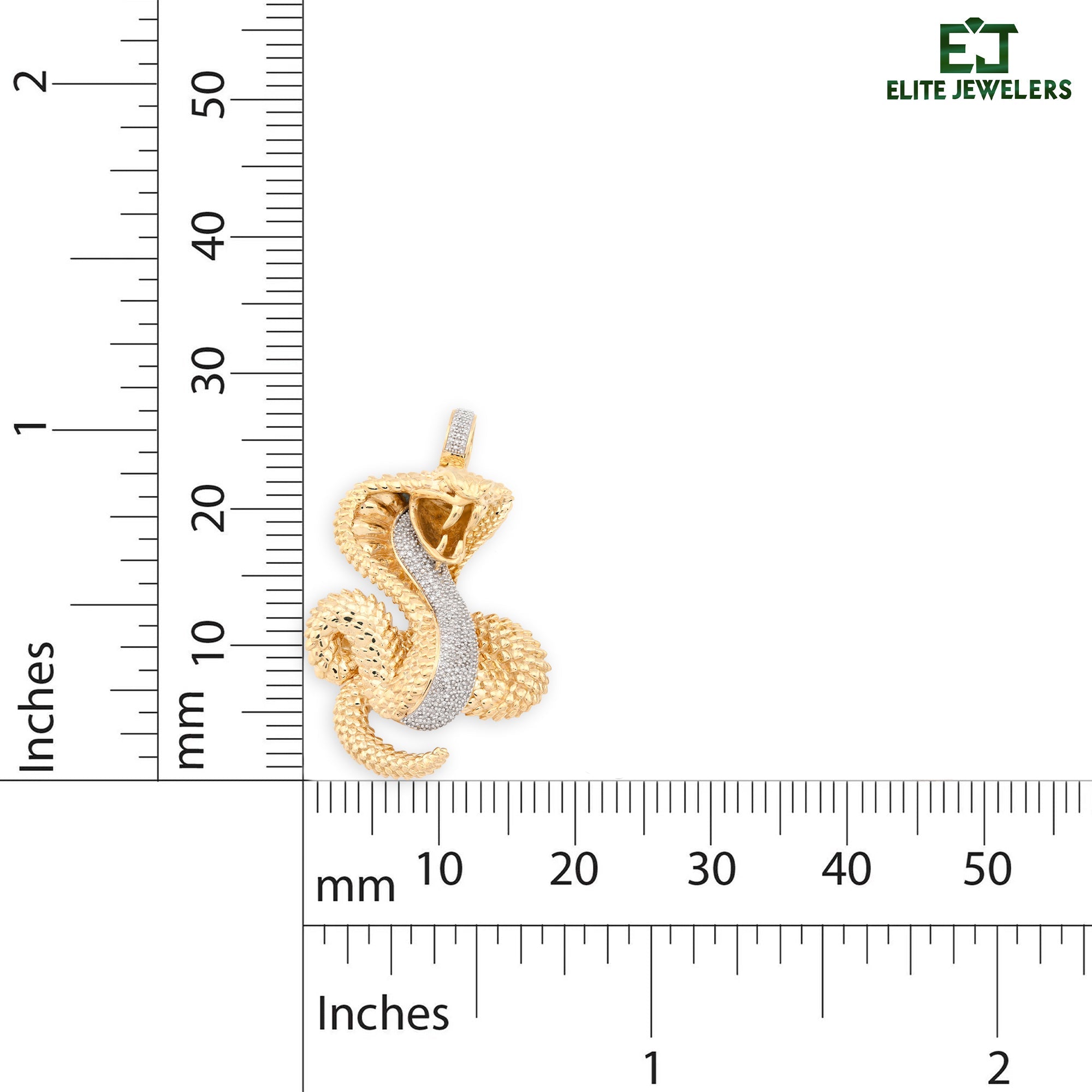 10K Yellow Gold Snake Pendant 0.50CT Natural Diamond 62.5MM 33g Men Charm - Elite Jewelers - Charms & Pendants