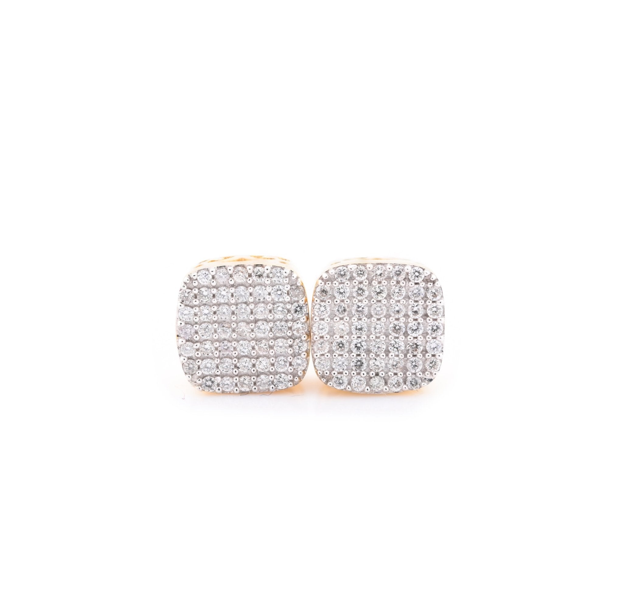 10k Yellow Gold Square Pave 0.22CT Diamond Stud Earrings - Elite Jewelers - Earrings
