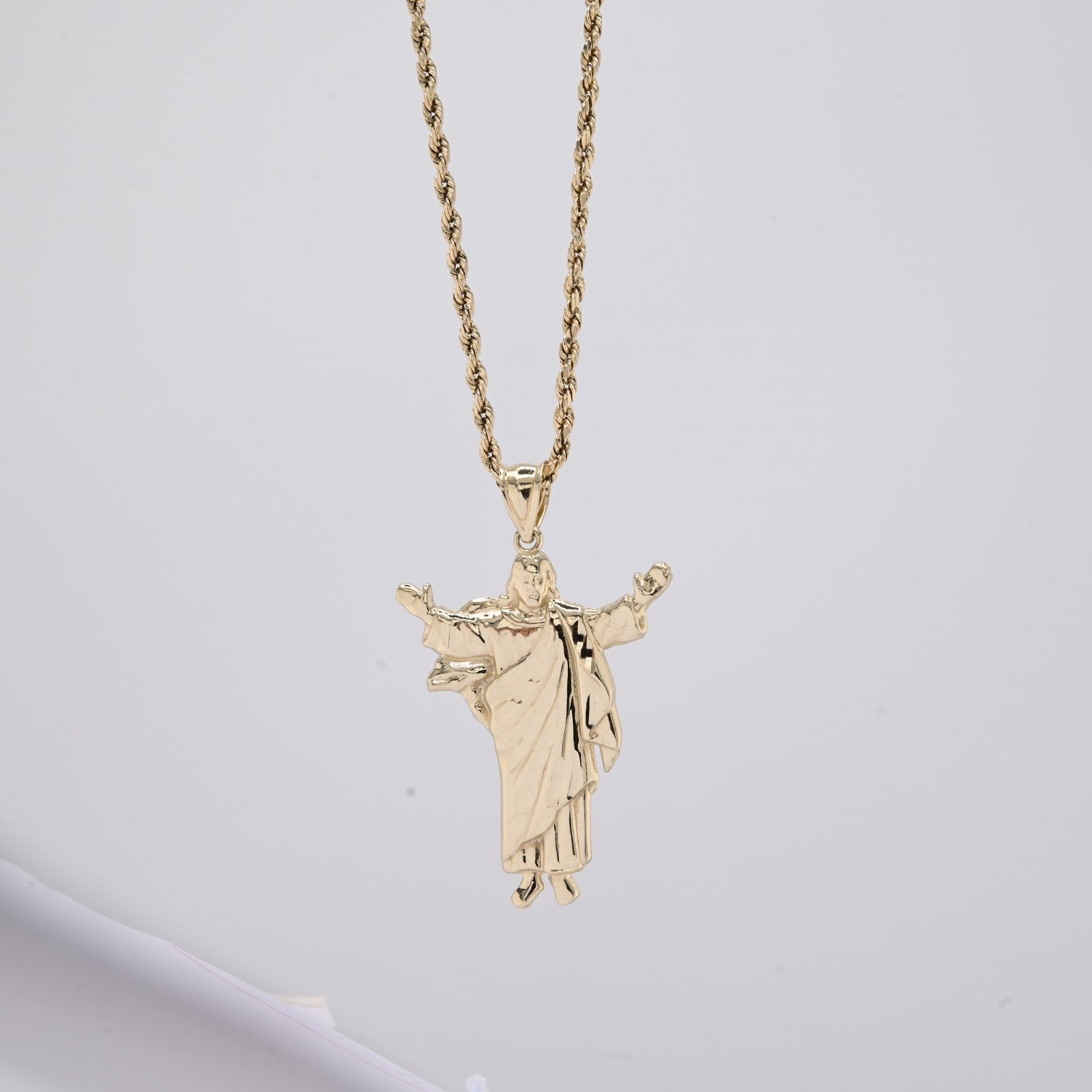 10k Yellow Gold Standing Jesus Pendant 3.1g Religious Charm For Unisex Adults - Elite Jewelers - Charms & Pendants