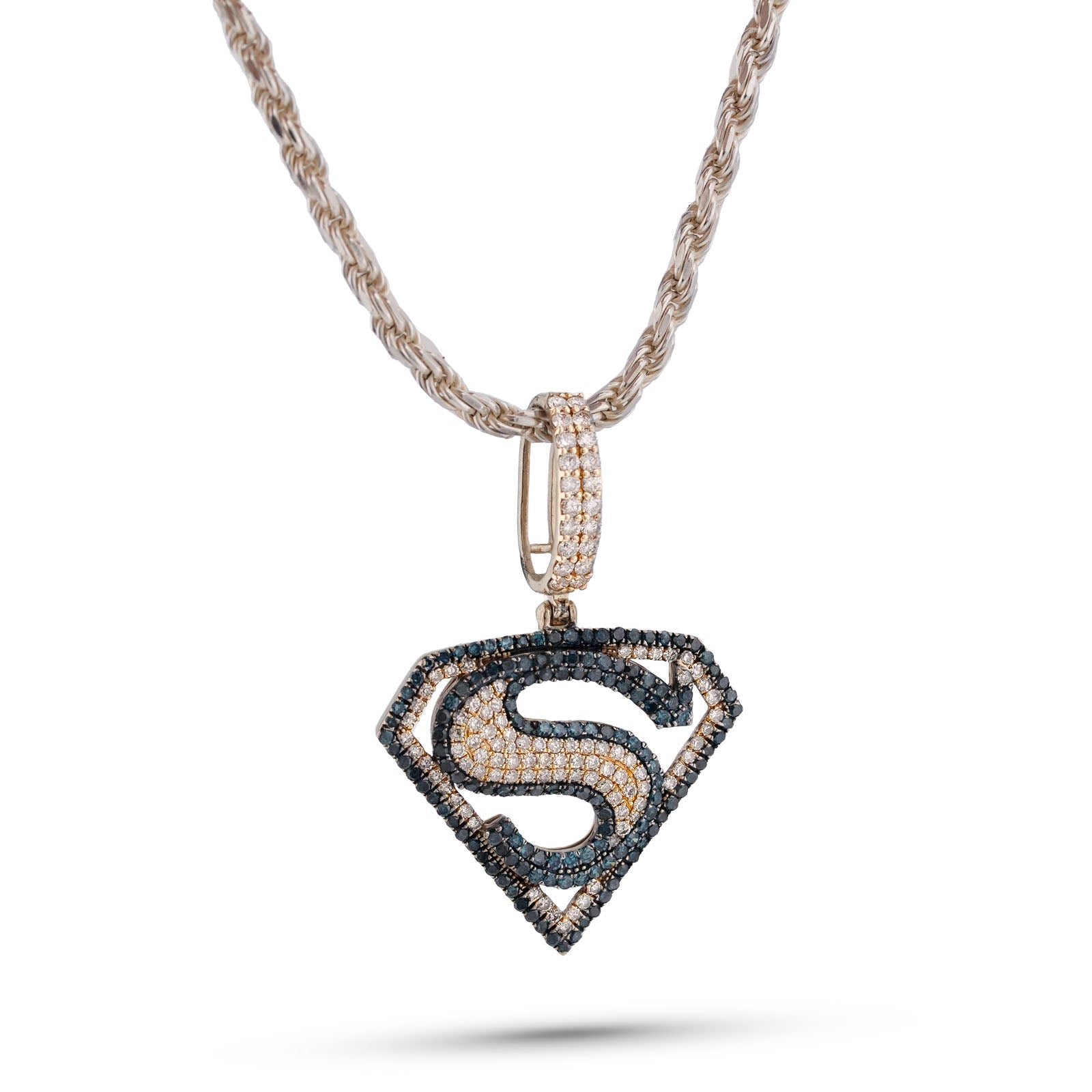 10K Yellow Gold Superman logo Natural Diamond 2CT Men Women Charm Pendant - Elite Jewelers-Charms & Pendants